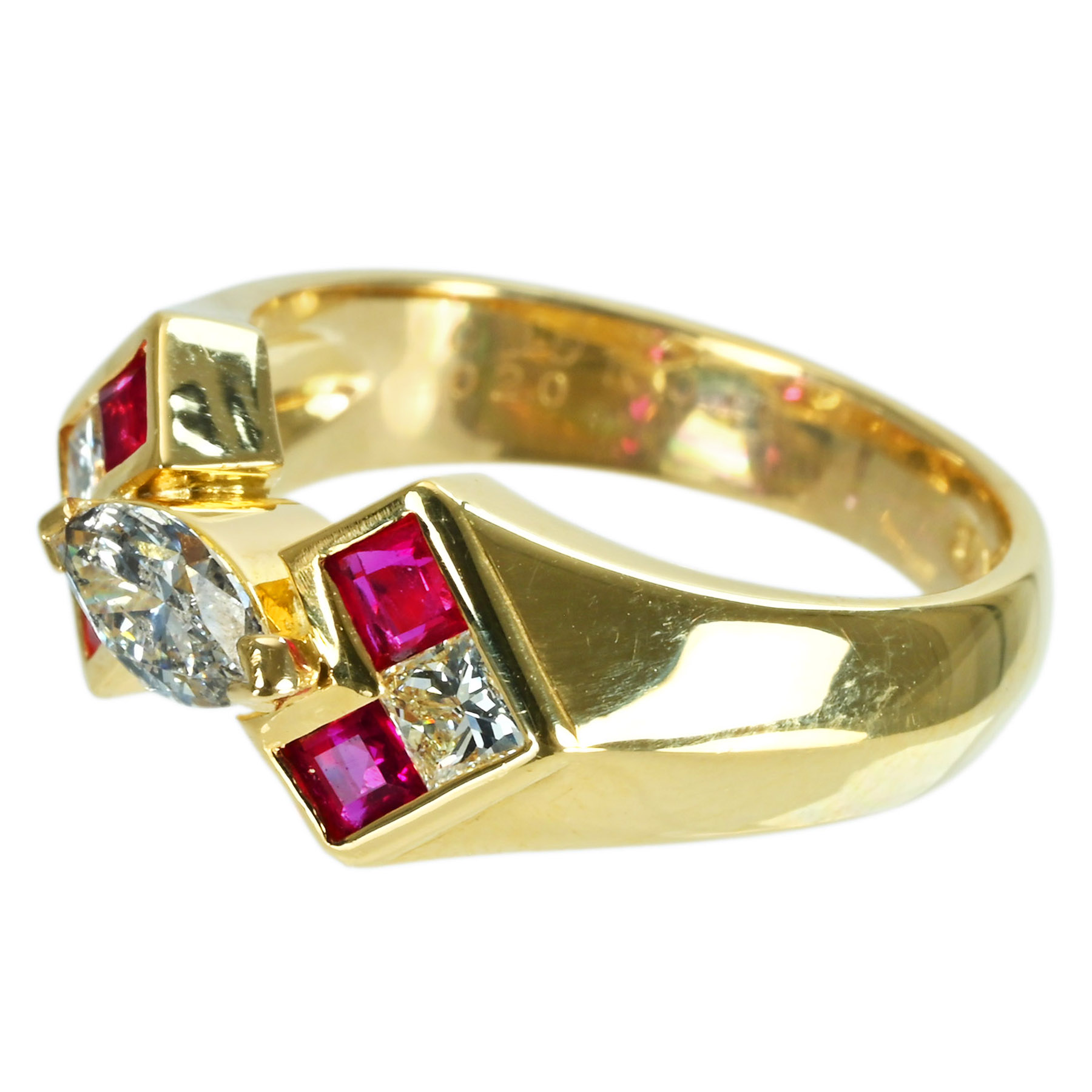 ダイヤモンド&ルビーリング K18YG D0.35ct D0.20ct R0.46ct - 画像 (3)