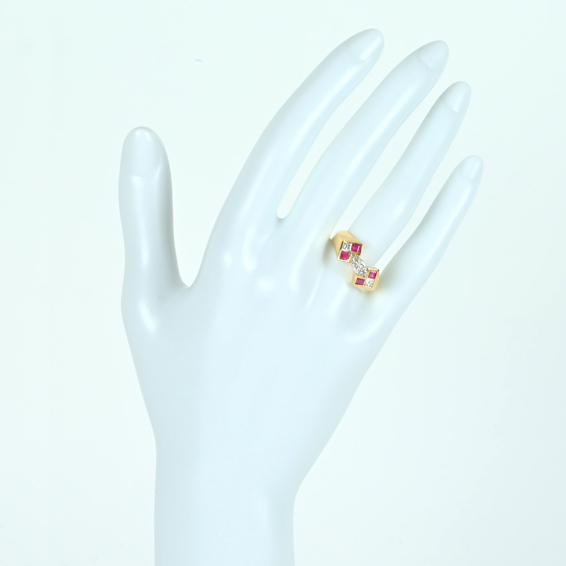 ダイヤモンド&ルビーリング K18YG D0.35ct D0.20ct R0.46ct - 画像 (6)