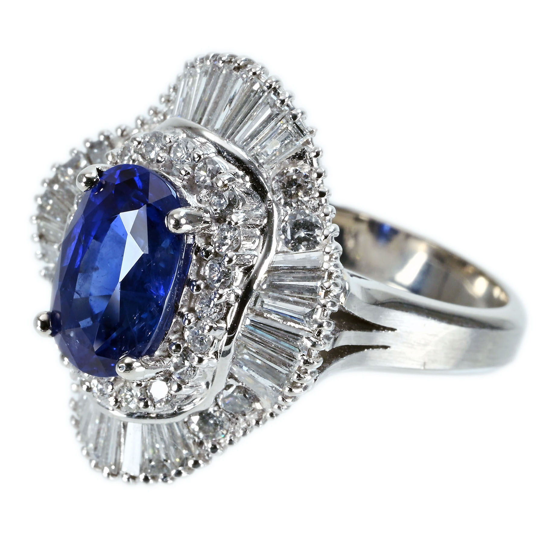 スリランカ産サファイアリング PT900 S4.41ct D2.11ct - 画像 (3)