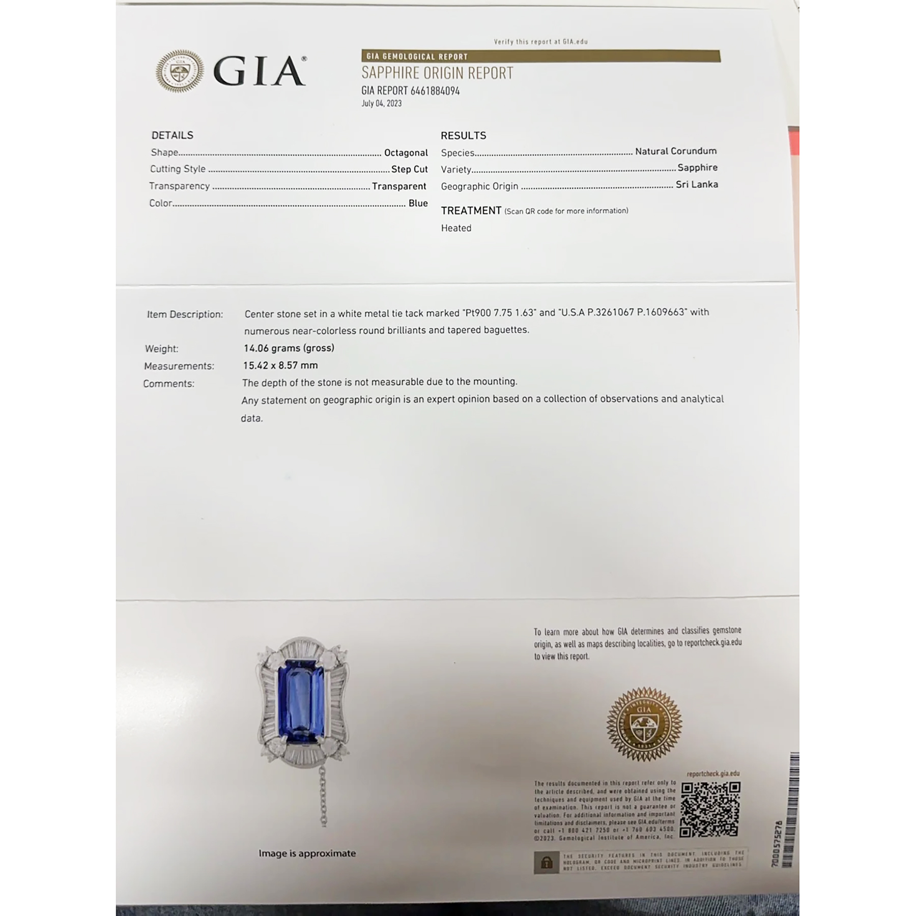 スリランカ産サファイアリング PT900 S7.75ct D1.63ct - 画像 (7)