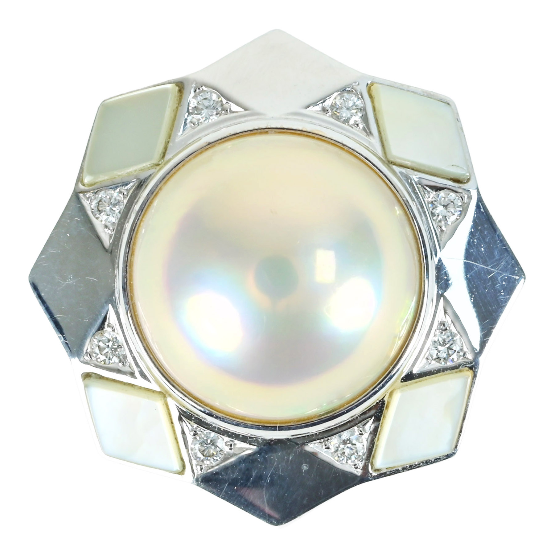 マベパールペンダントトップ "TASAKI" K18WG P13.0mm D0.10ct - 画像 (2)