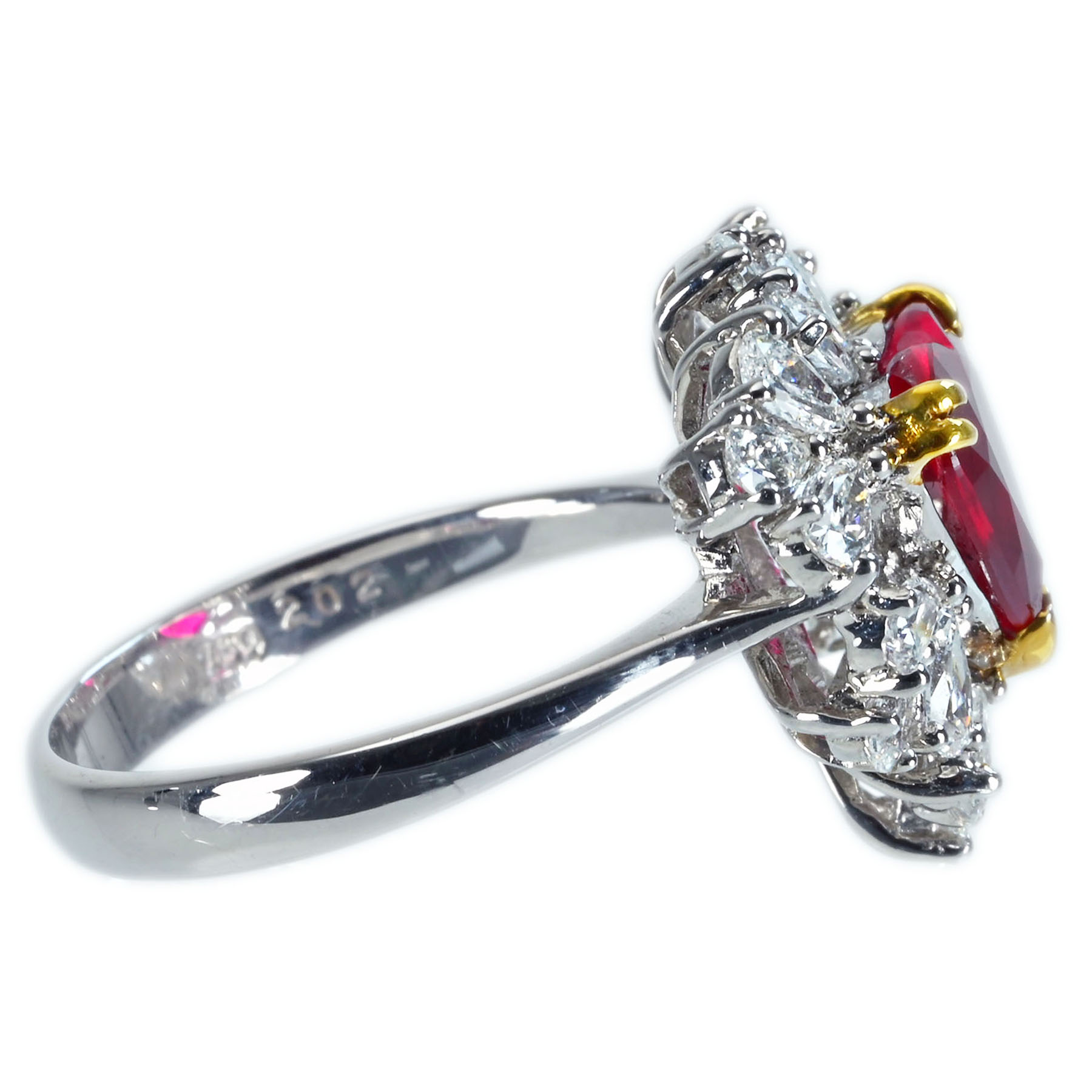 モザンビーク産ルビーリング K18WG/K18YG R2.02ct D1.25ct - 画像 (4)