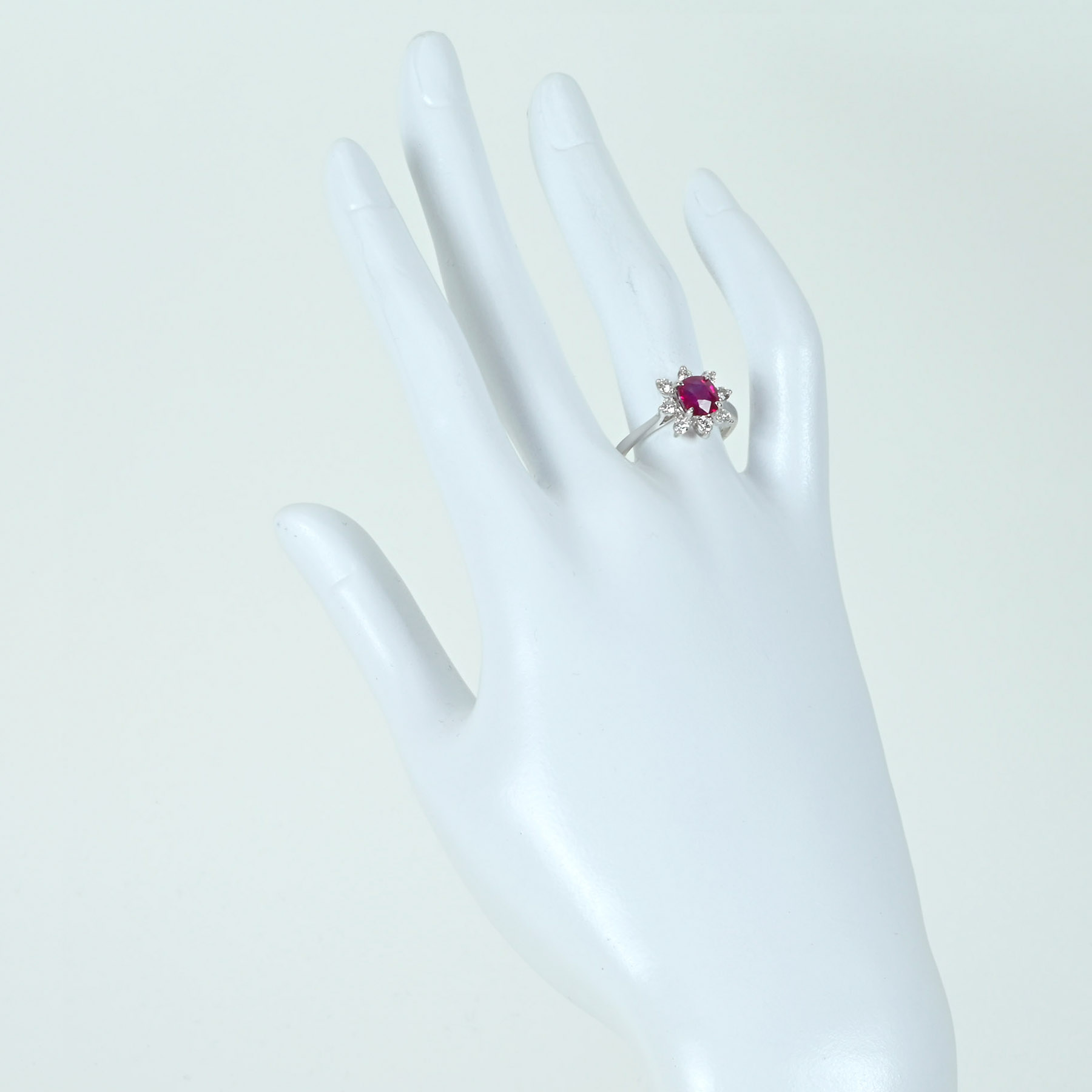ミャンマー産ルビーリング K18WG R1.30ct D0.42ct - 画像 (6)