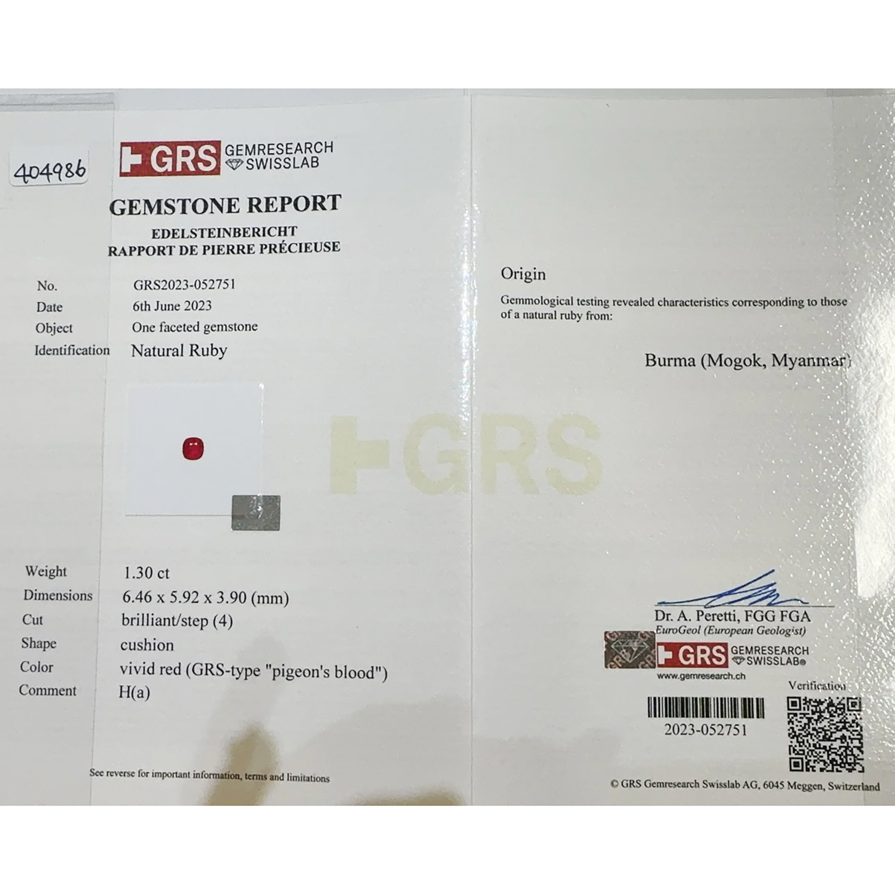 ミャンマー産ルビーリング K18WG R1.30ct D0.42ct - 画像 (7)
