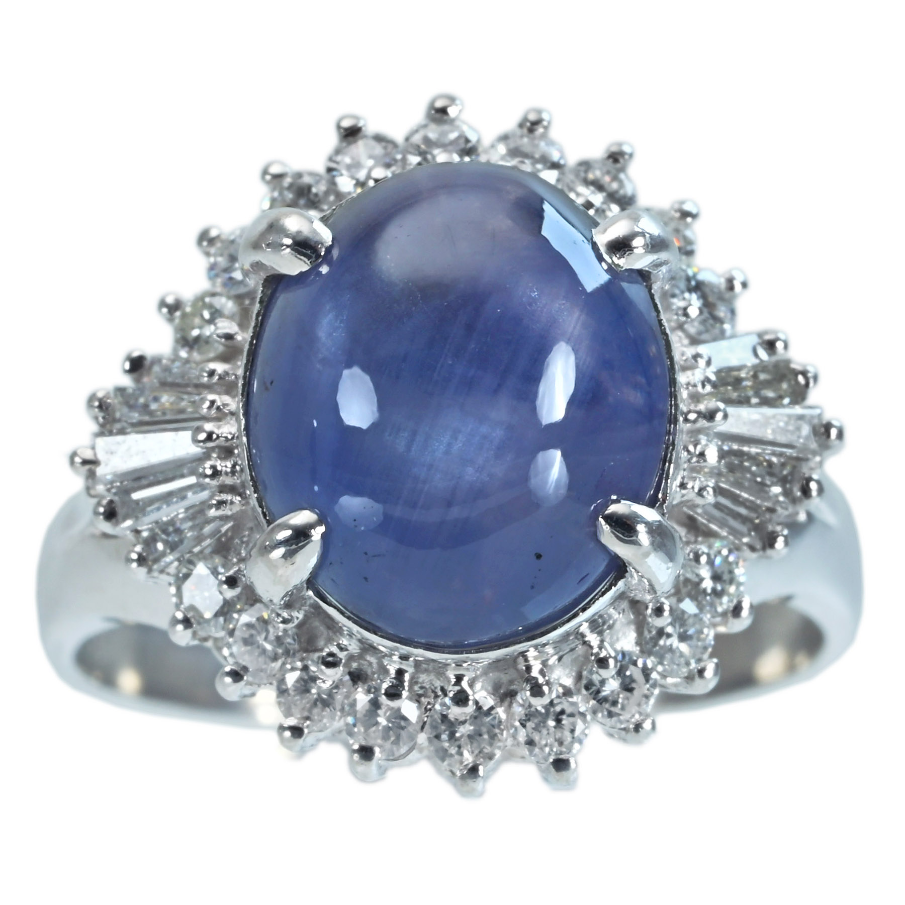 スターサファイアリング PT900 SS7.92ct D0.57ct - 画像 (2)