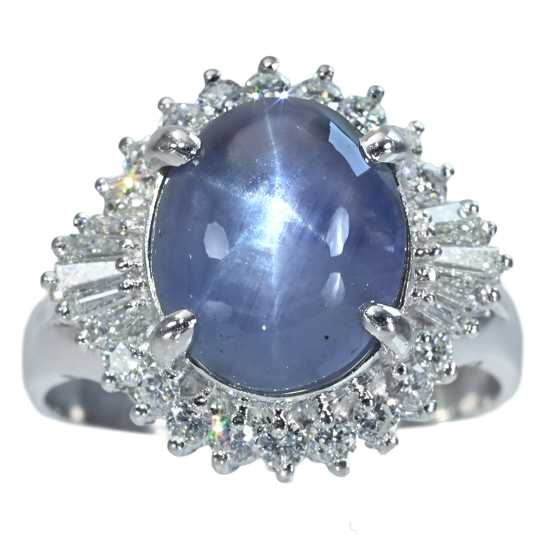 スターサファイアリング PT900 SS7.92ct D0.57ct - 画像 (3)