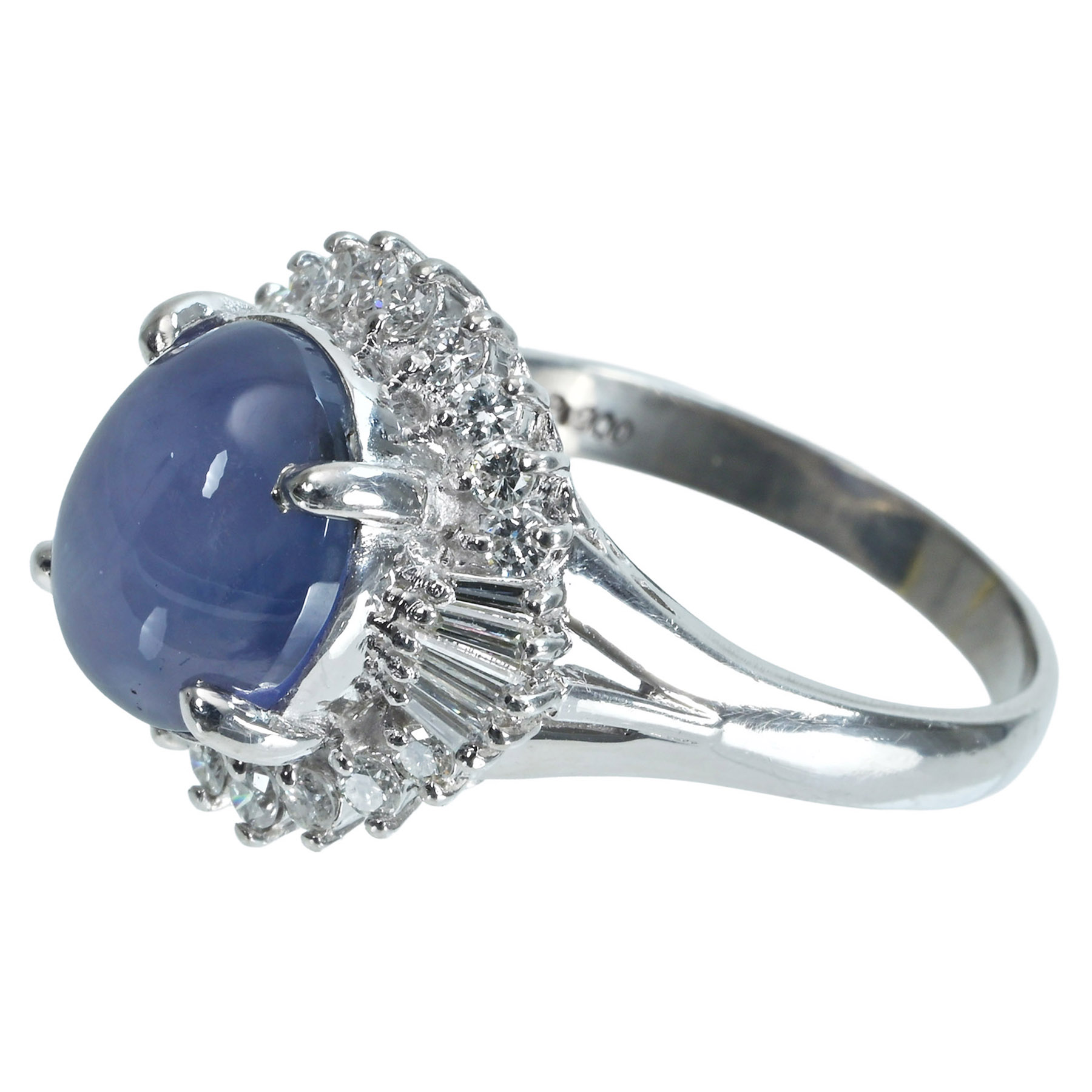 スターサファイアリング PT900 SS7.92ct D0.57ct - 画像 (4)