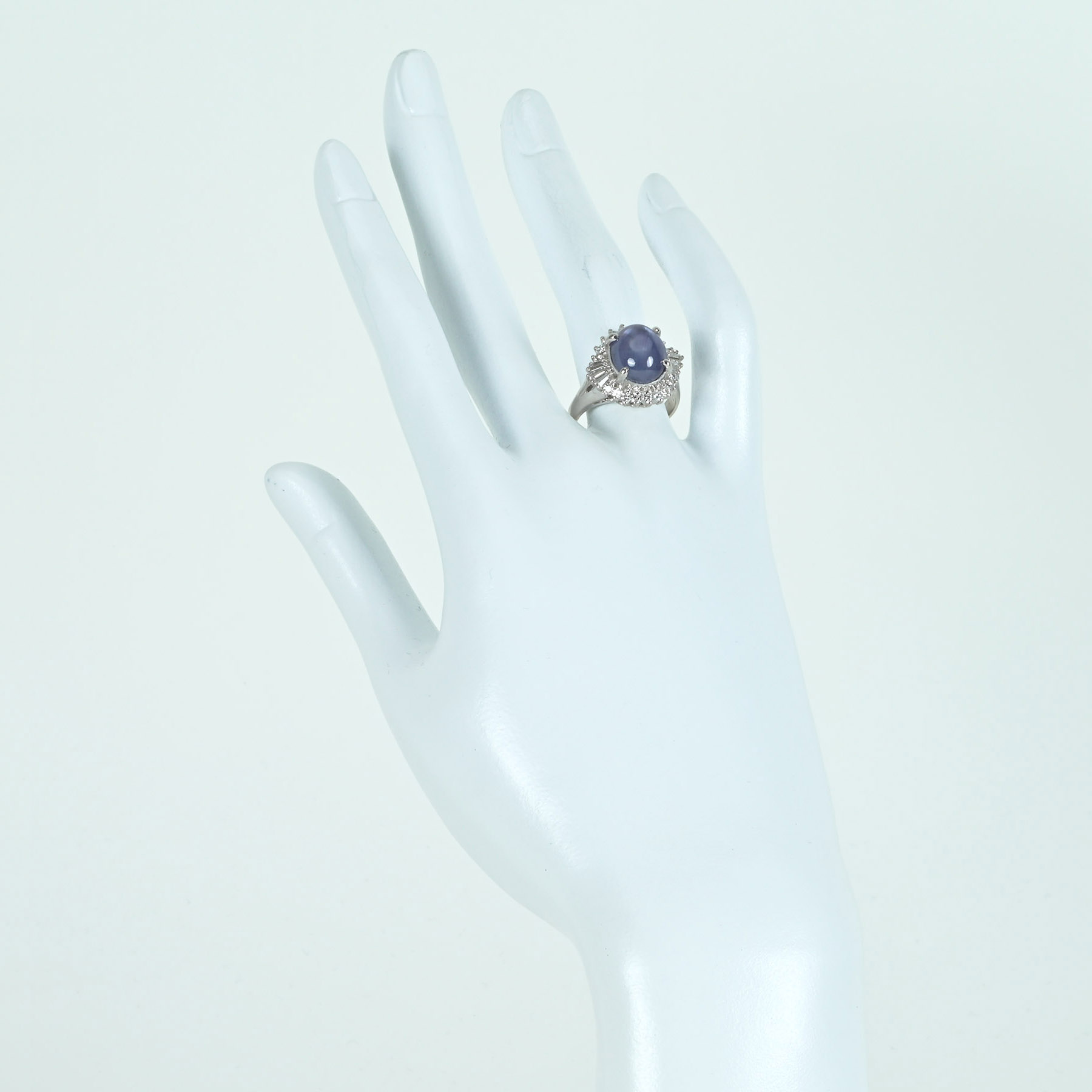 スターサファイアリング PT900 SS7.92ct D0.57ct - 画像 (7)