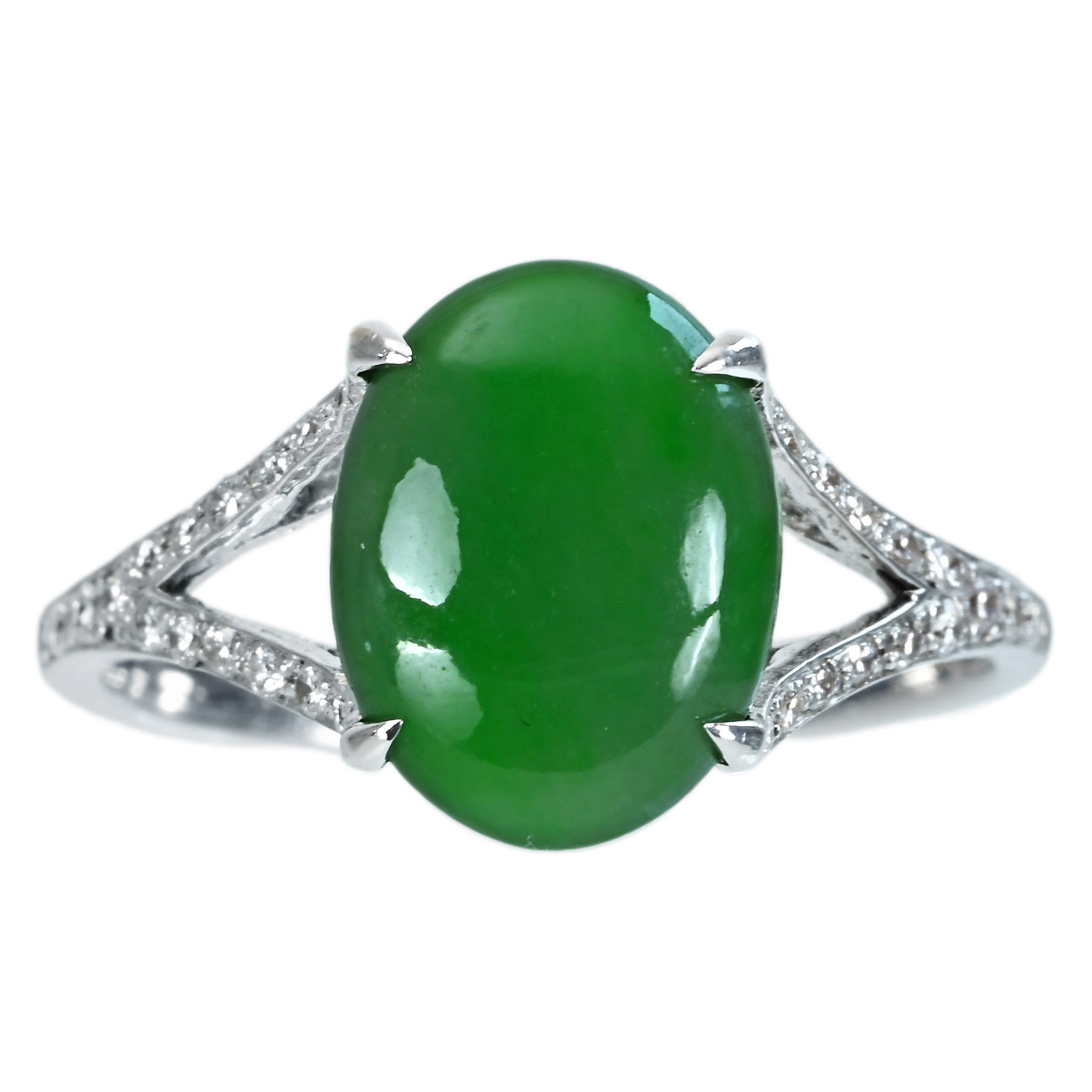 翡翠リング K18WG J3.222ct D0.34ct - 画像 (2)