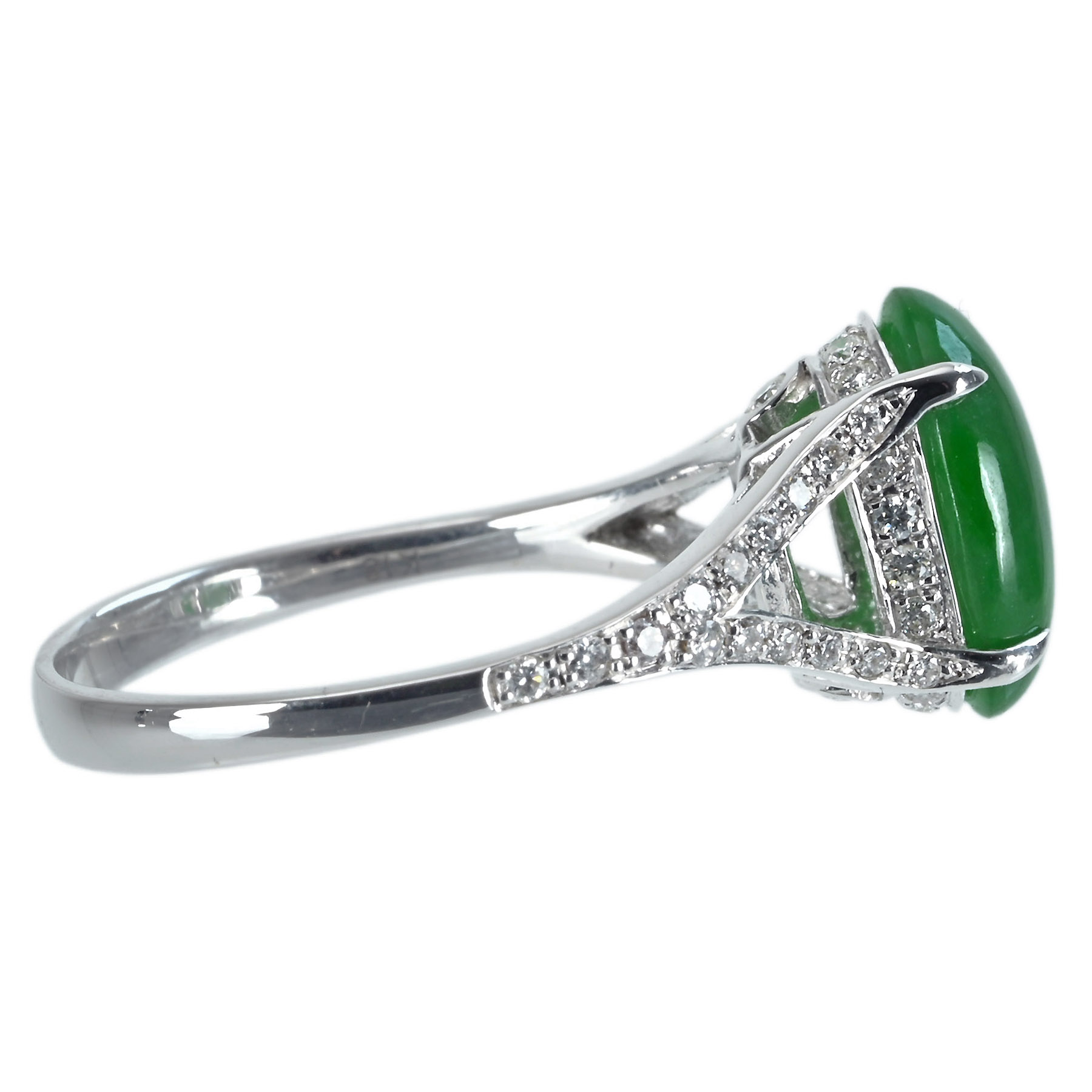 翡翠リング K18WG J3.222ct D0.34ct - 画像 (4)