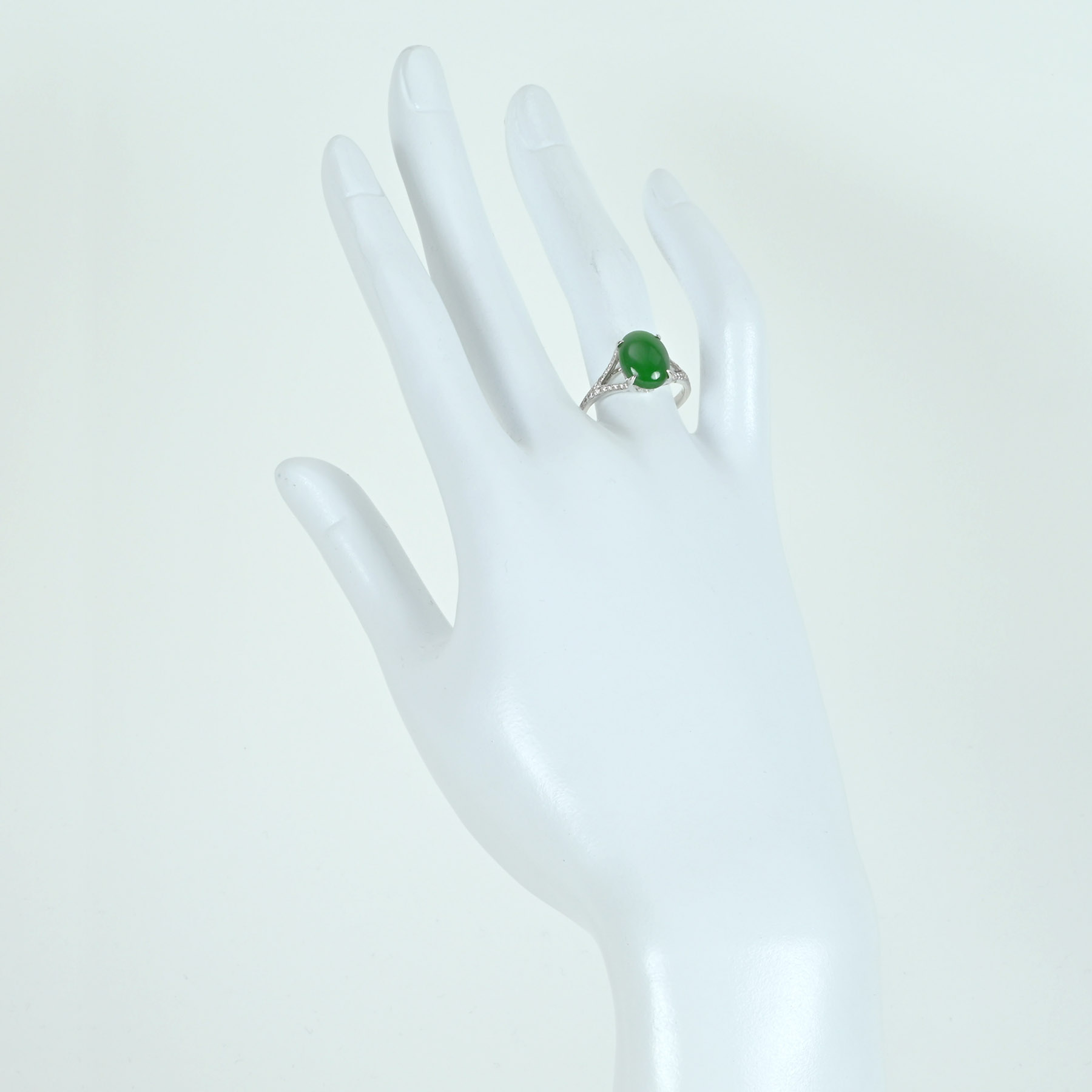 翡翠リング K18WG J3.222ct D0.34ct - 画像 (6)