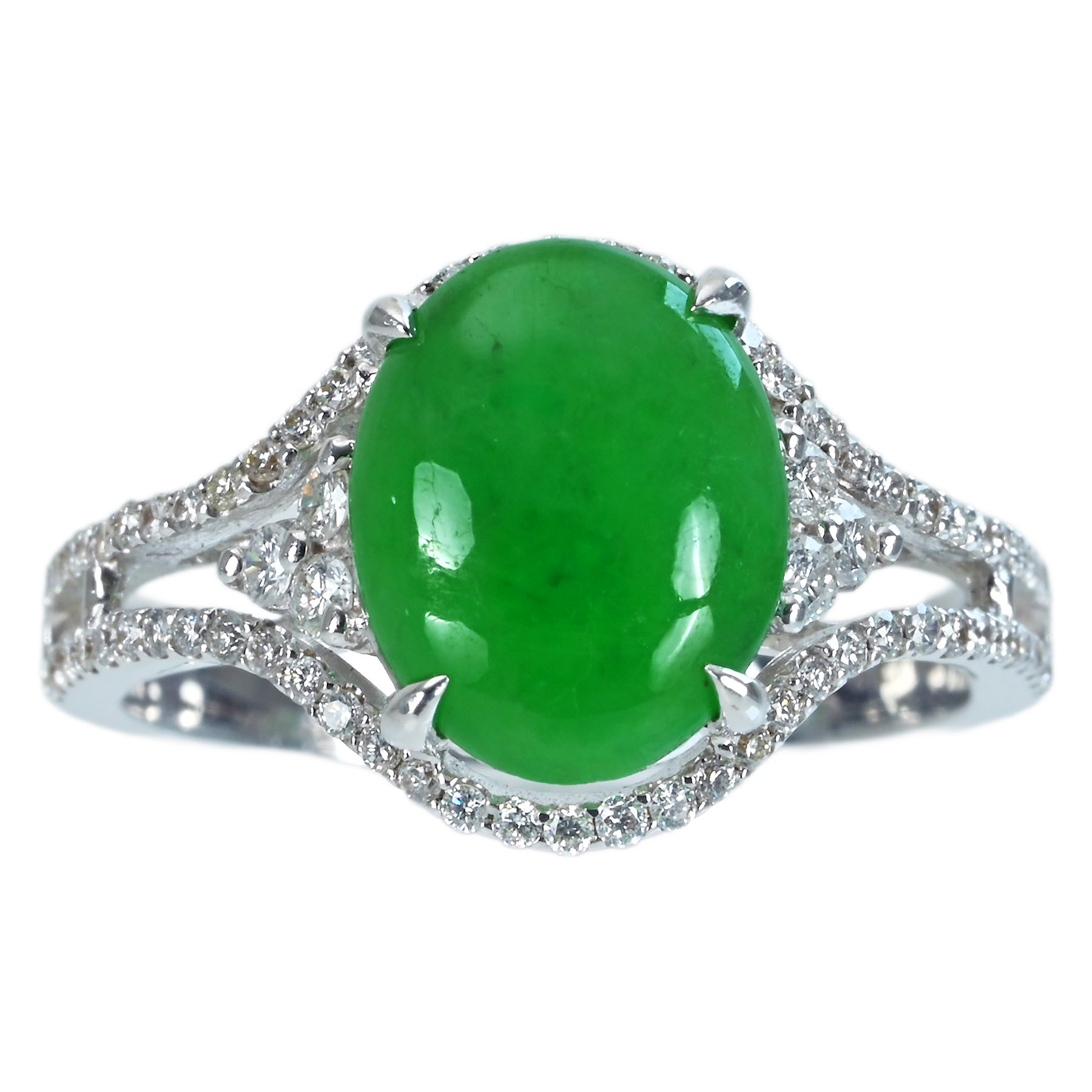 翡翠リング K18WG J2.71ct D0.38ct - 画像 (2)