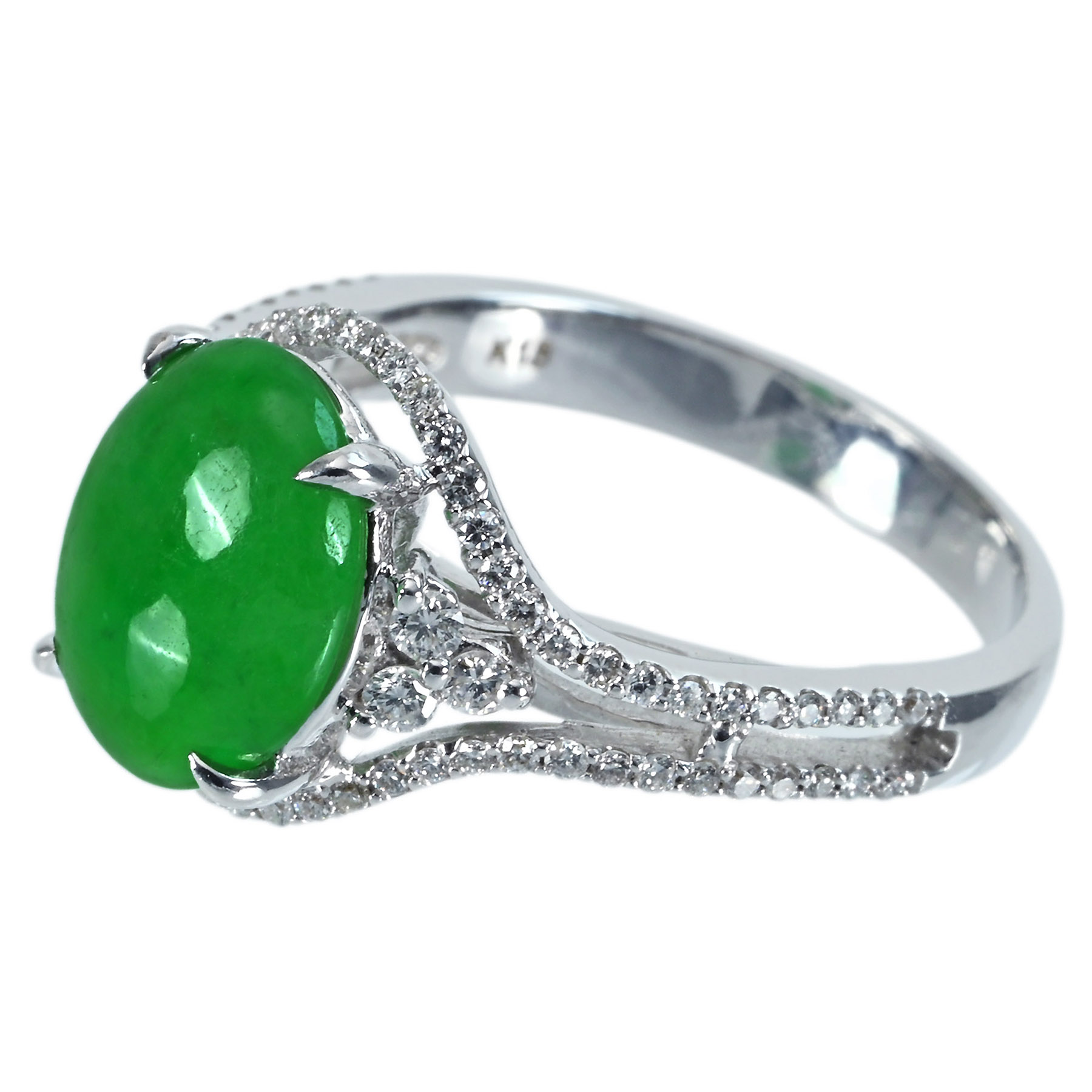 翡翠リング K18WG J2.71ct D0.38ct - 画像 (3)