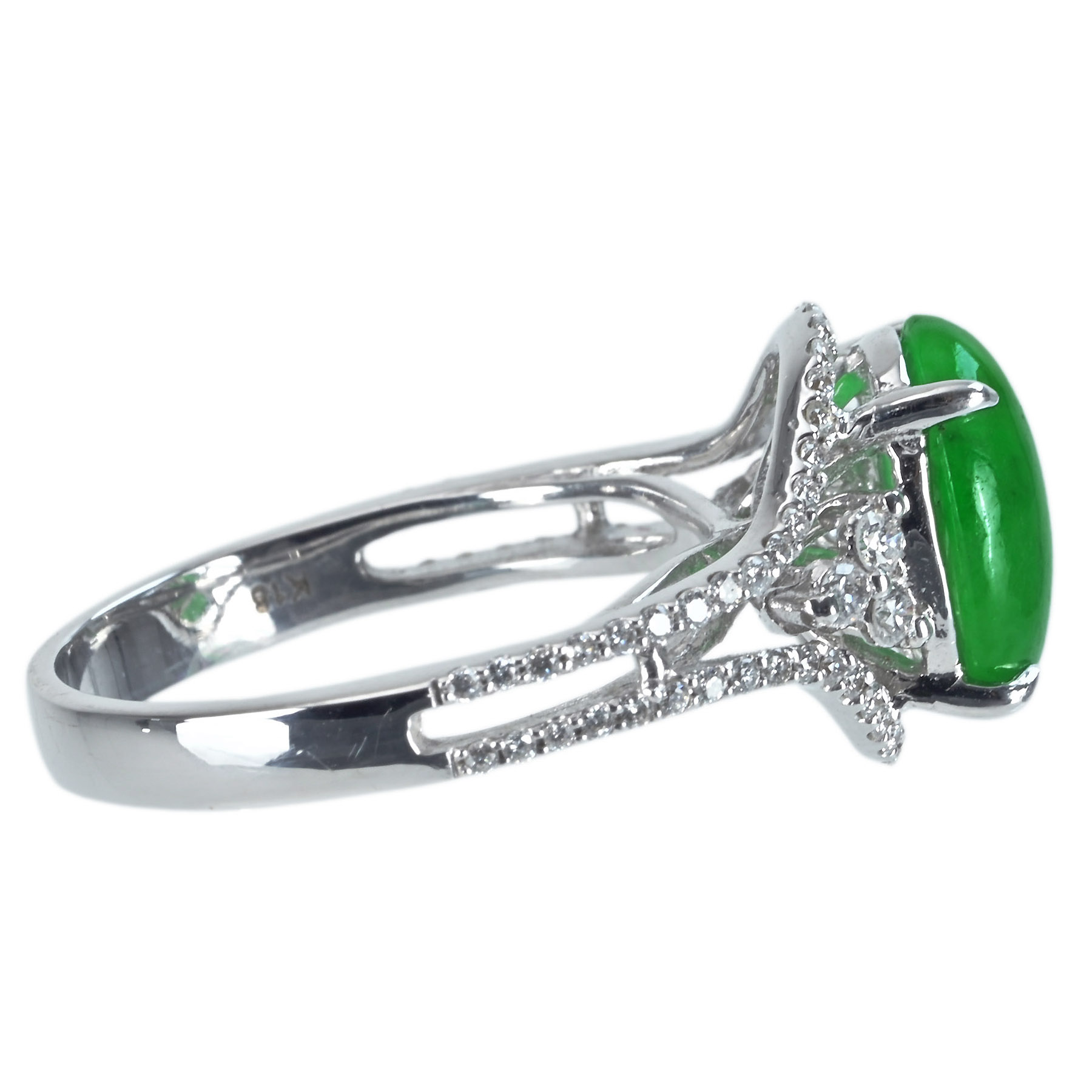 翡翠リング K18WG J2.71ct D0.38ct - 画像 (4)