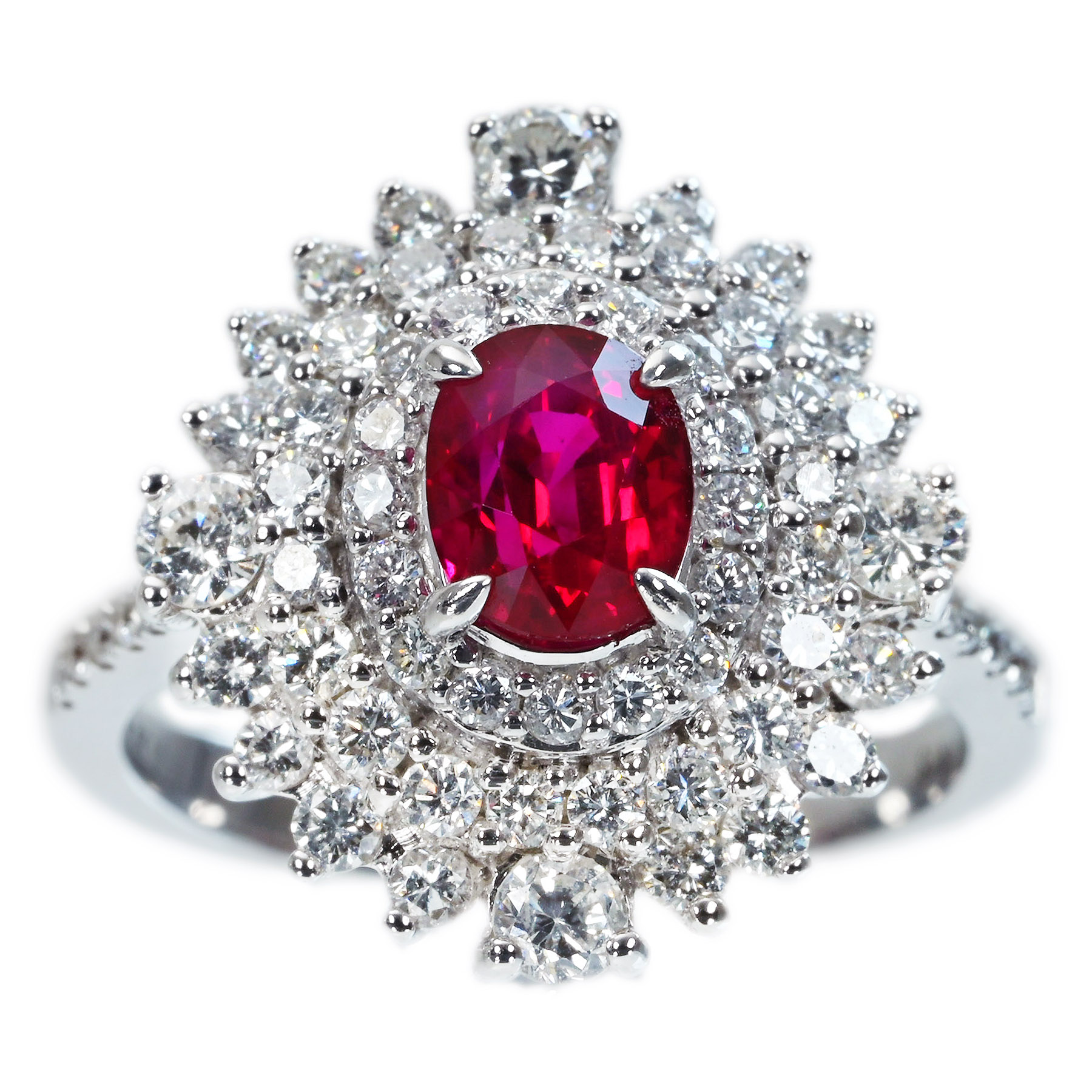 ミャンマー産ルビーリング K18WG R1.38ct D1.39ct - 画像 (2)