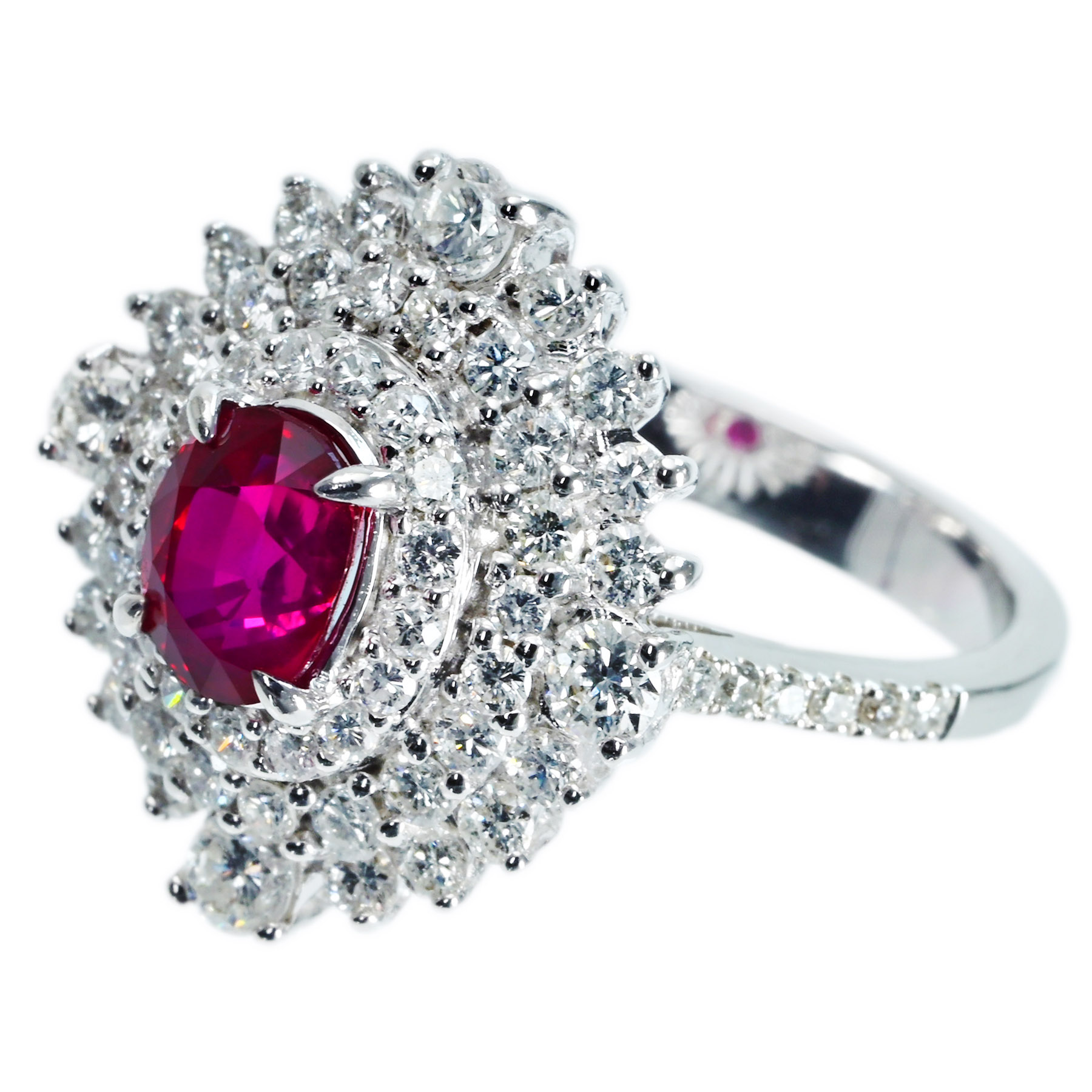 ミャンマー産ルビーリング K18WG R1.38ct D1.39ct - 画像 (3)