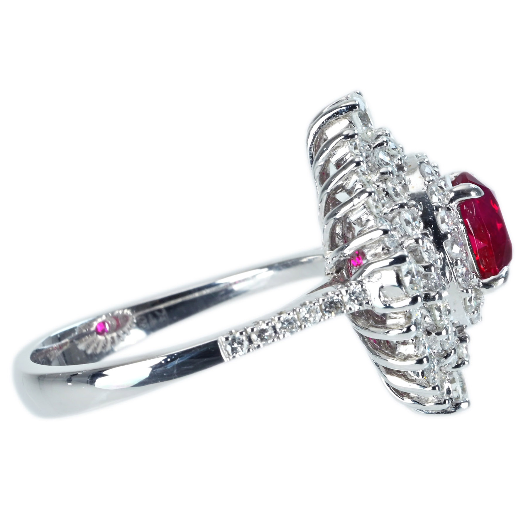ミャンマー産ルビーリング K18WG R1.38ct D1.39ct - 画像 (4)