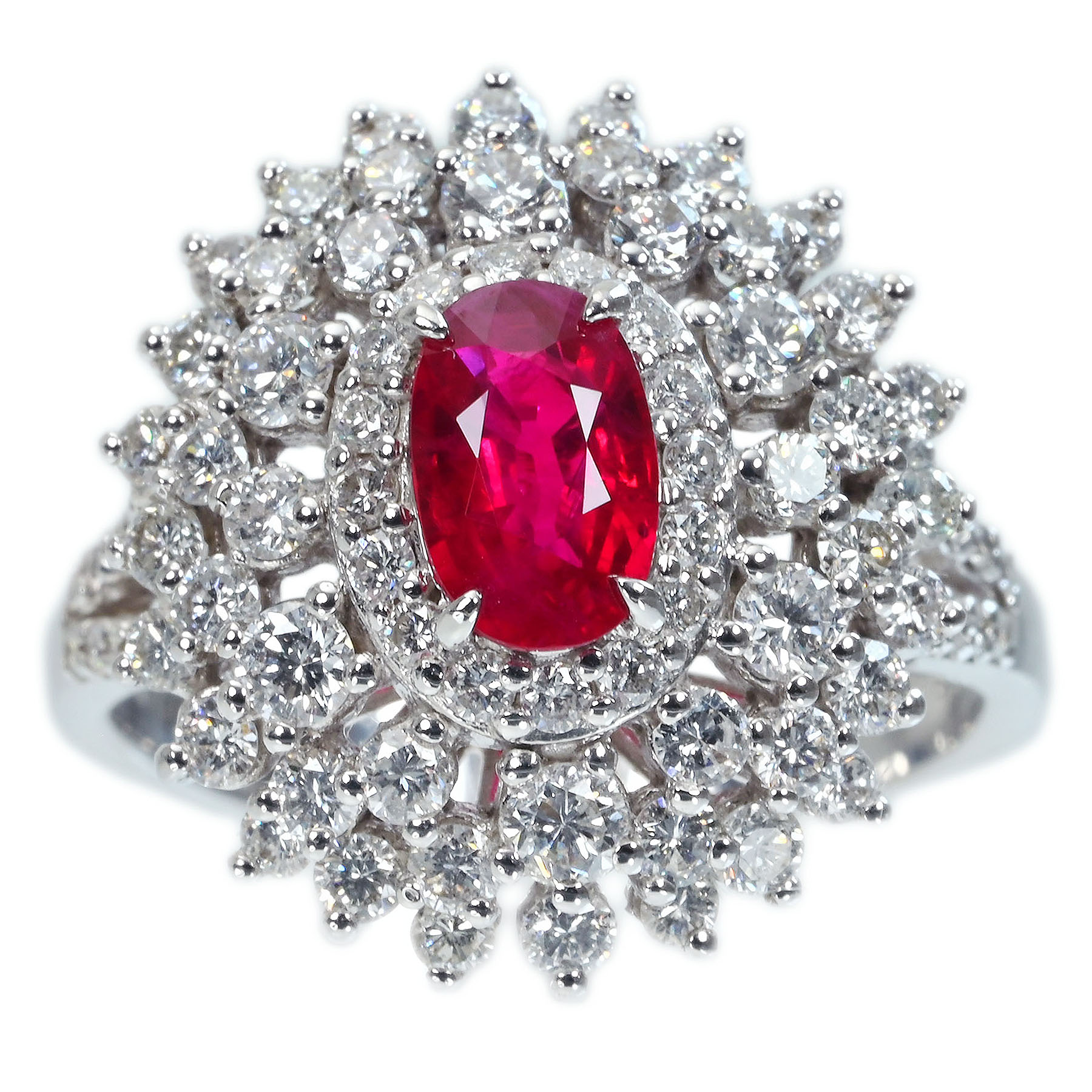 ミャンマー産ルビーリング K18WG R1.03ct D1.70ct - 画像 (2)