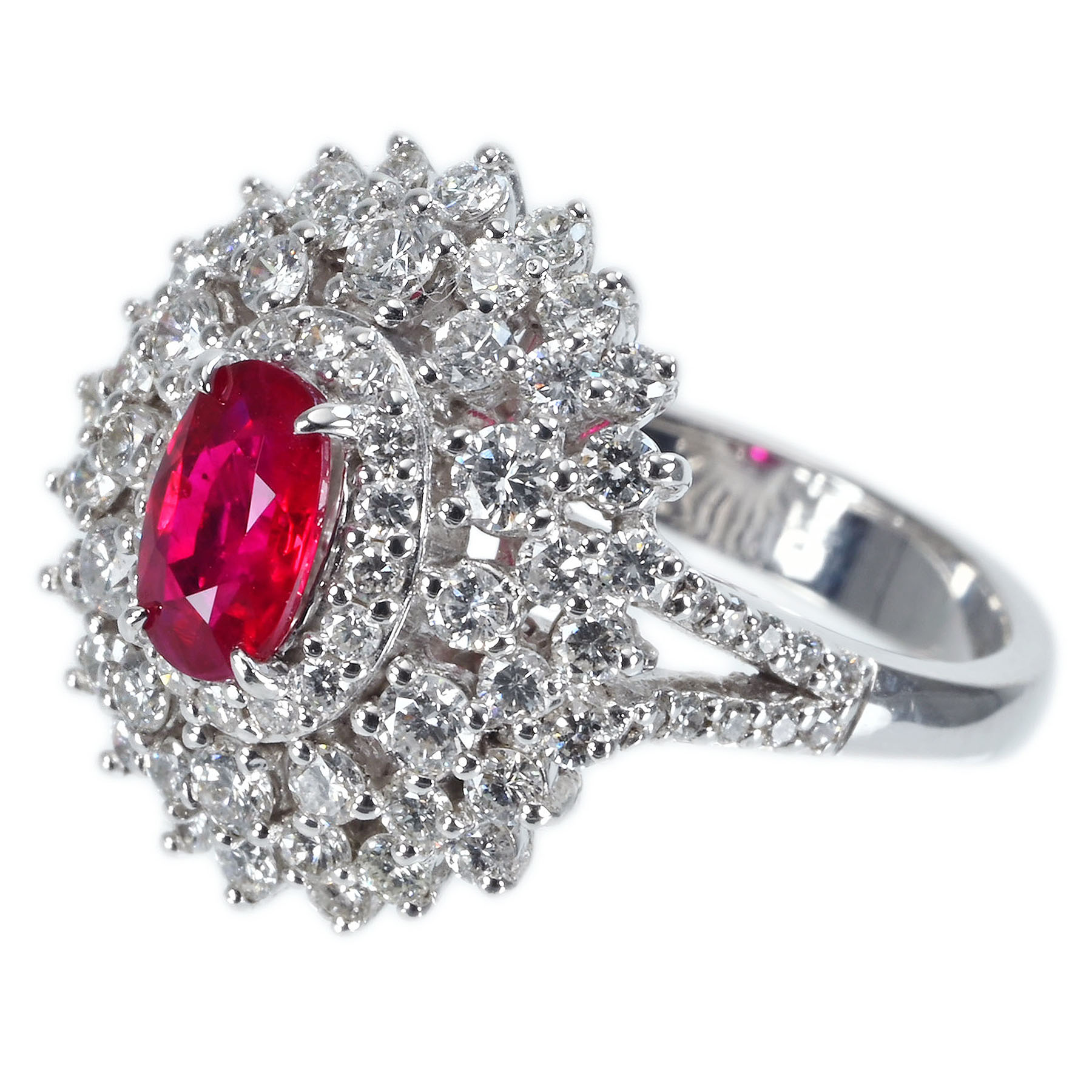 ミャンマー産ルビーリング K18WG R1.03ct D1.70ct - 画像 (3)
