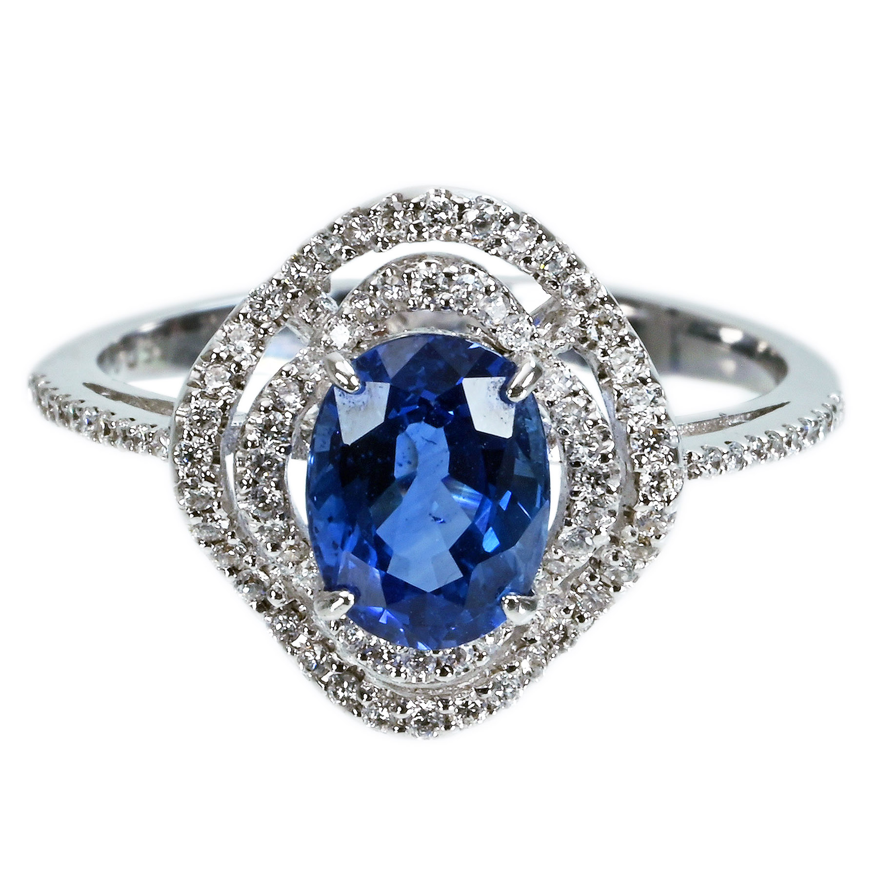 サファイアリング K18WG S1.55ct D0.28ct - 画像 (2)