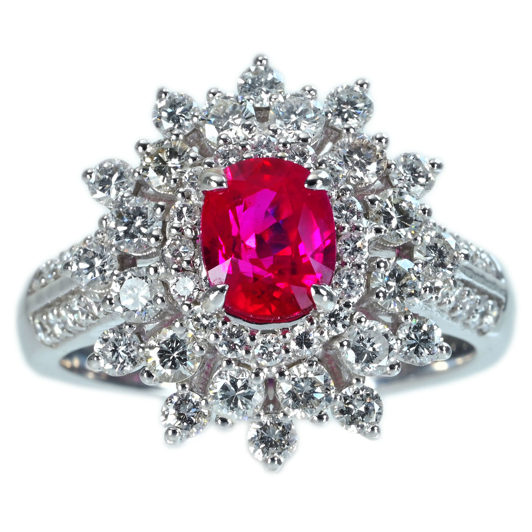 ミャンマー産ルビーリング K18WG R1.19ct D1.30ct - 画像 (2)