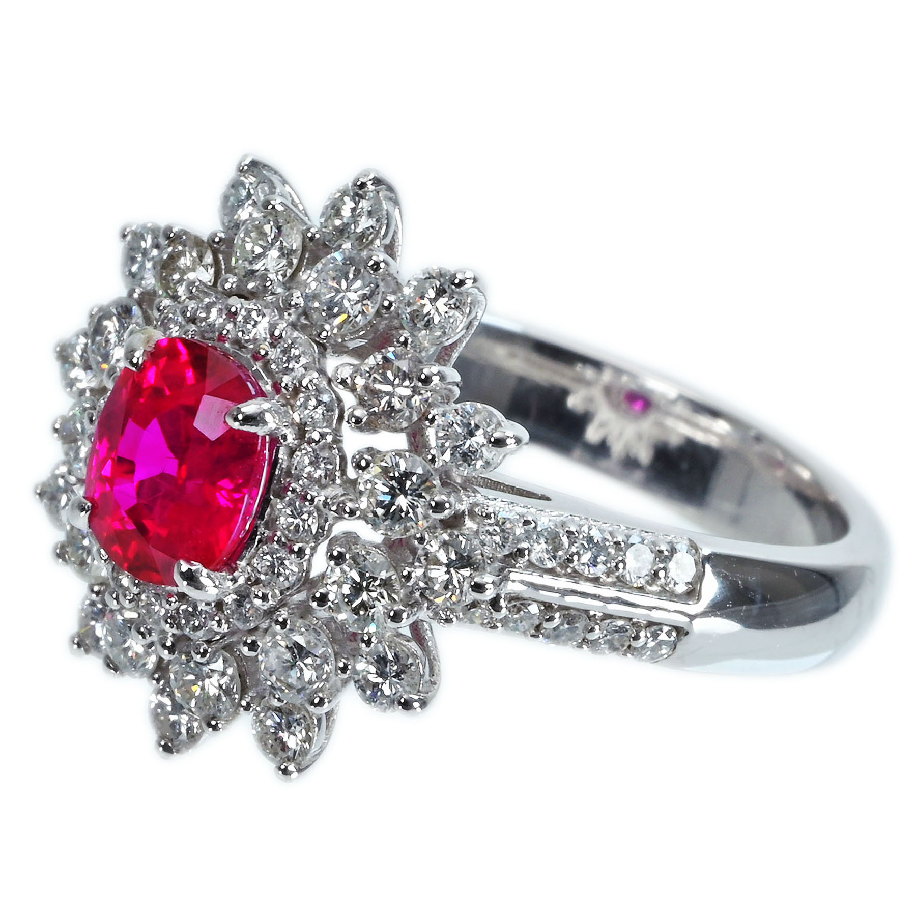 ミャンマー産ルビーリング K18WG R1.19ct D1.30ct - 画像 (3)