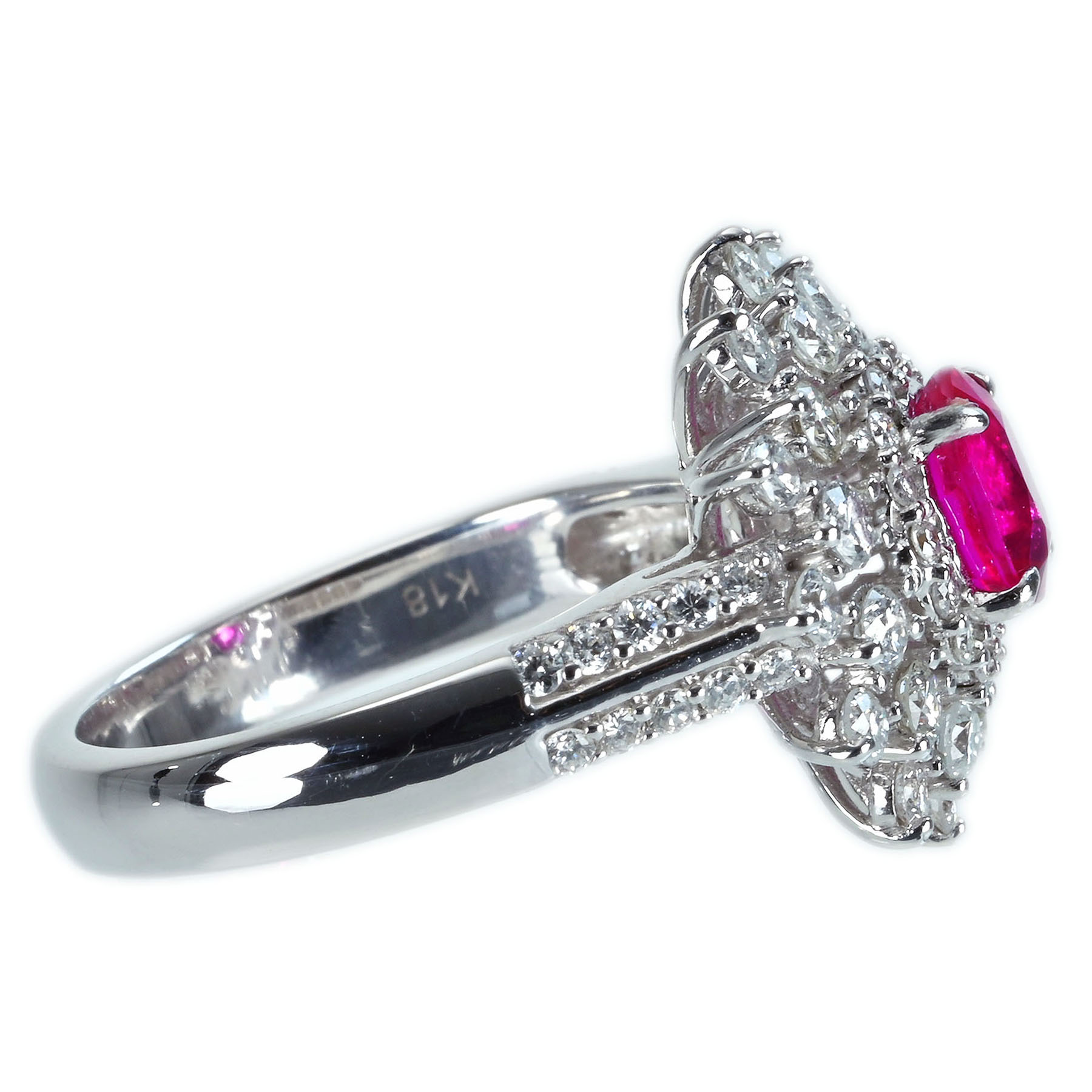 ミャンマー産ルビーリング K18WG R1.19ct D1.30ct - 画像 (4)