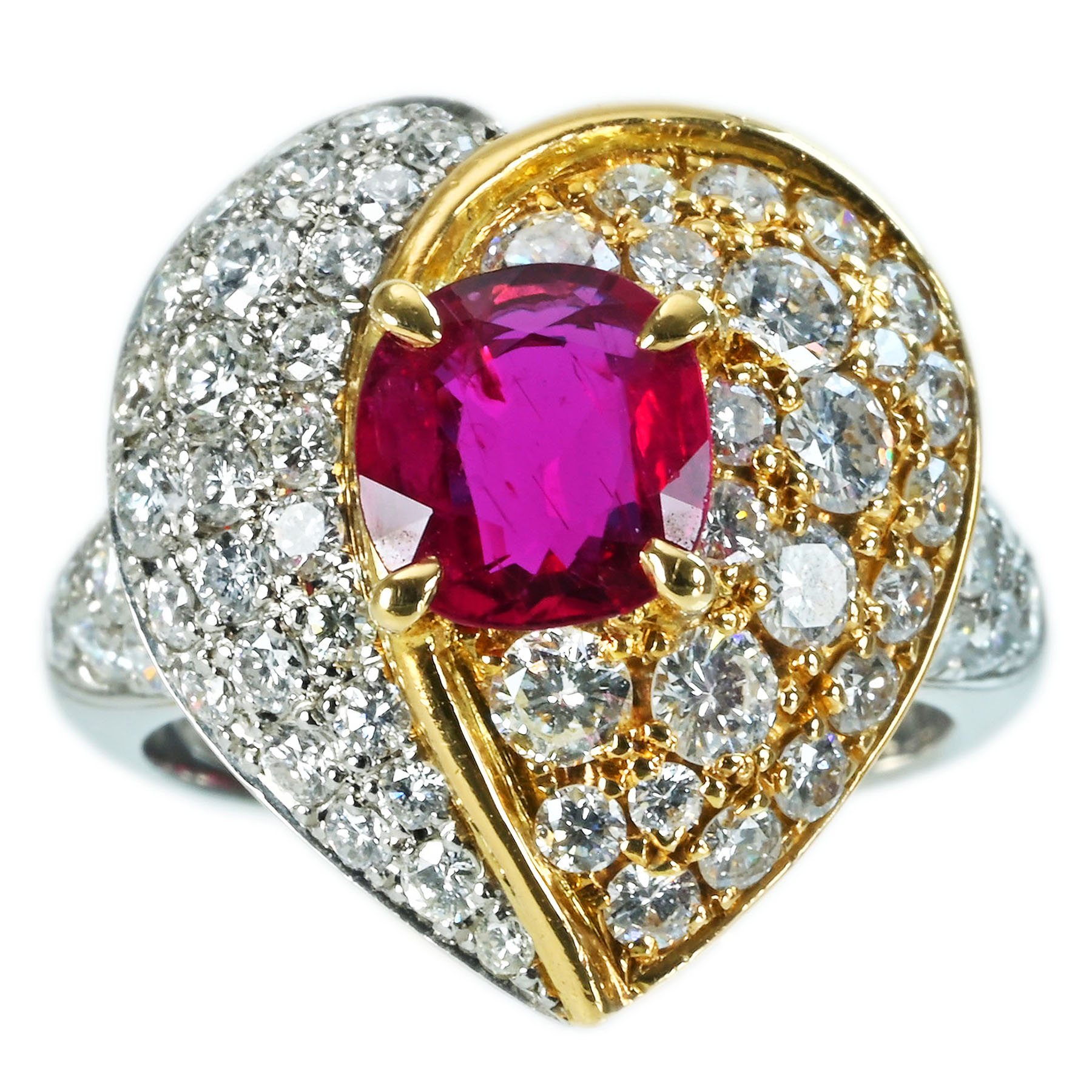 ルビーリング PT900/K18YG R1.16ct D1.64ct - 画像 (2)
