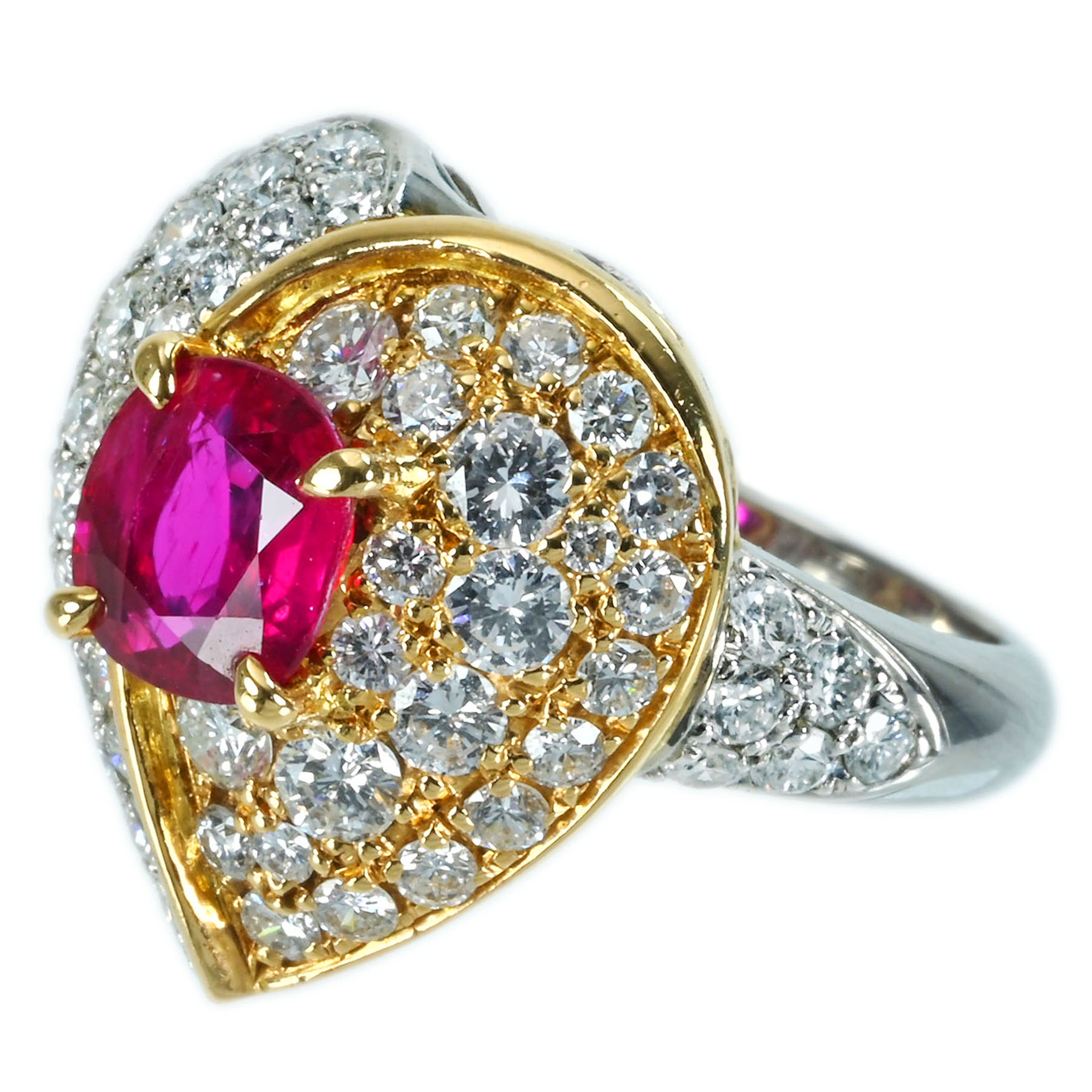 ルビーリング PT900/K18YG R1.16ct D1.64ct - 画像 (3)