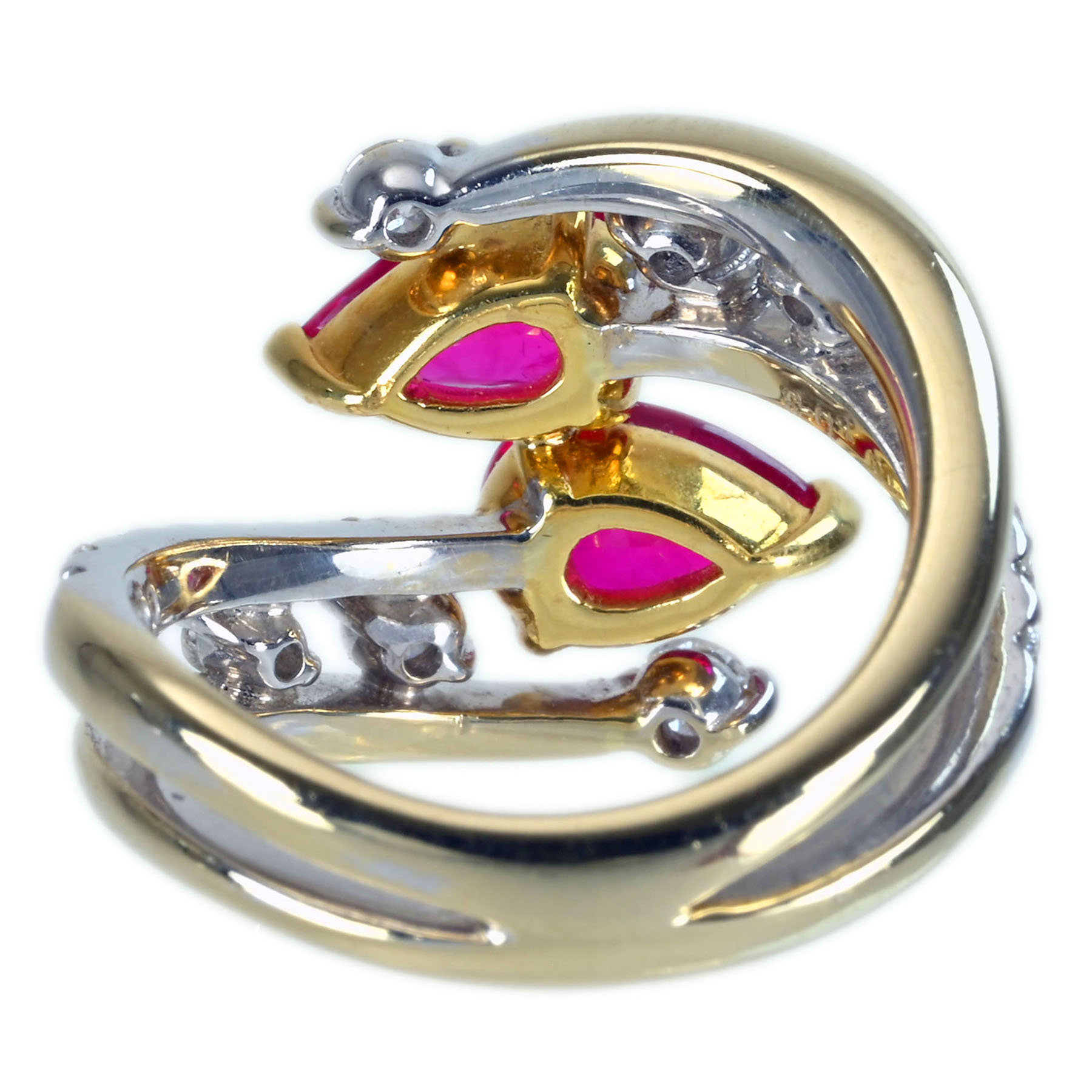 ミャンマー産ルビーリング K18YG/K18WG R1.13ct R1.03ct D0.74ct - 画像 (5)