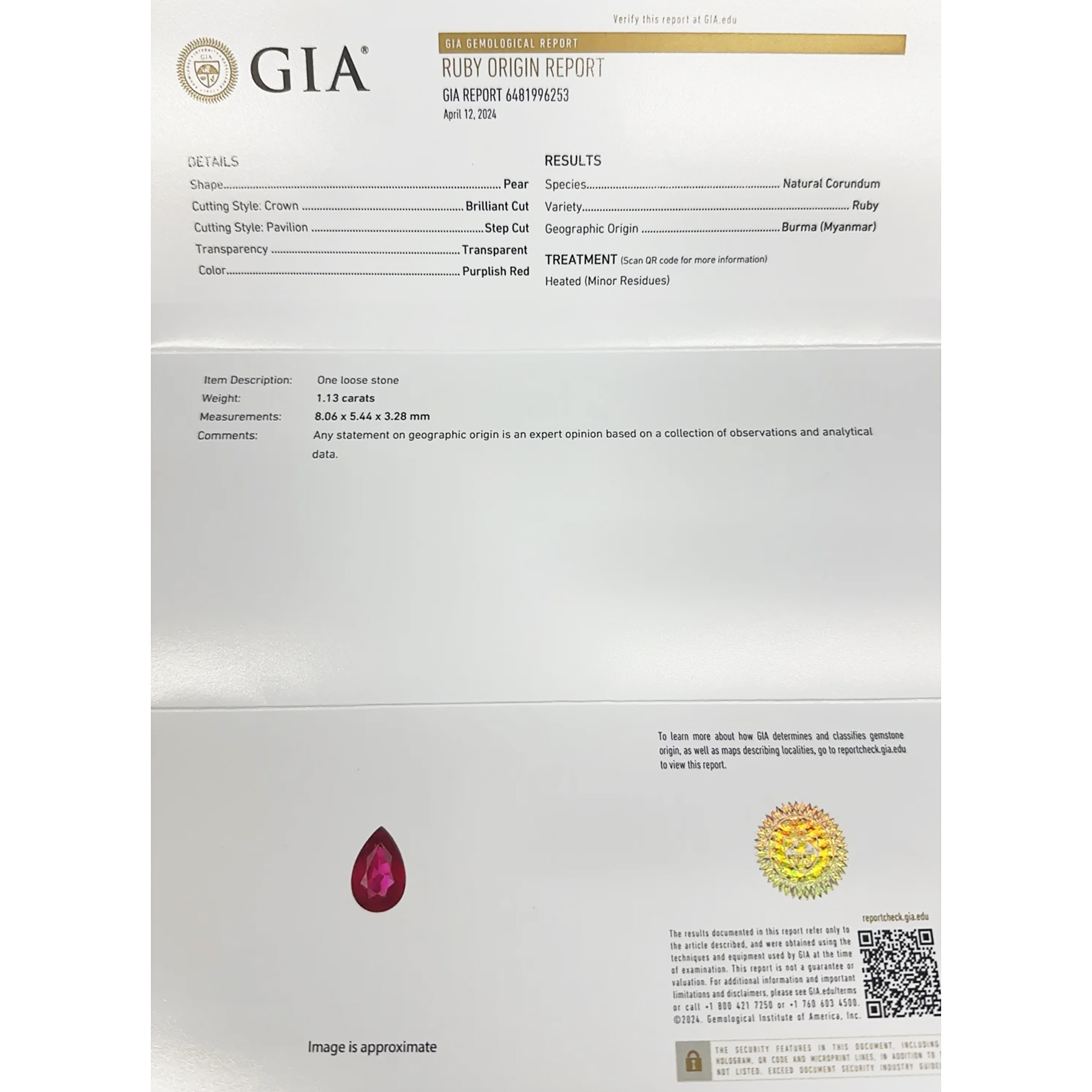ミャンマー産ルビーリング K18YG/K18WG R1.13ct R1.03ct D0.74ct - 画像 (7)
