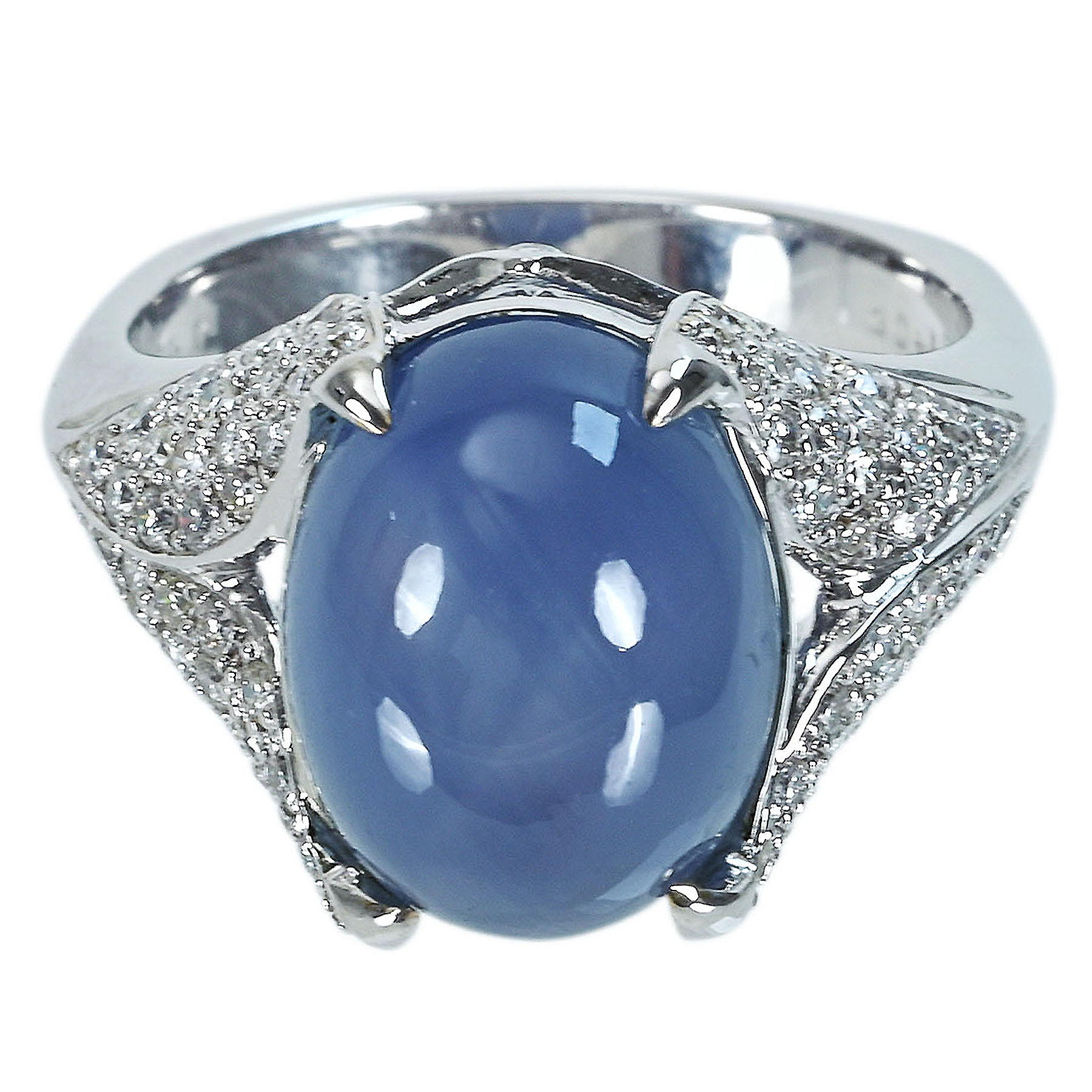 スターサファイアリング K18WG SS14.00ct D0.89ct - 画像 (2)