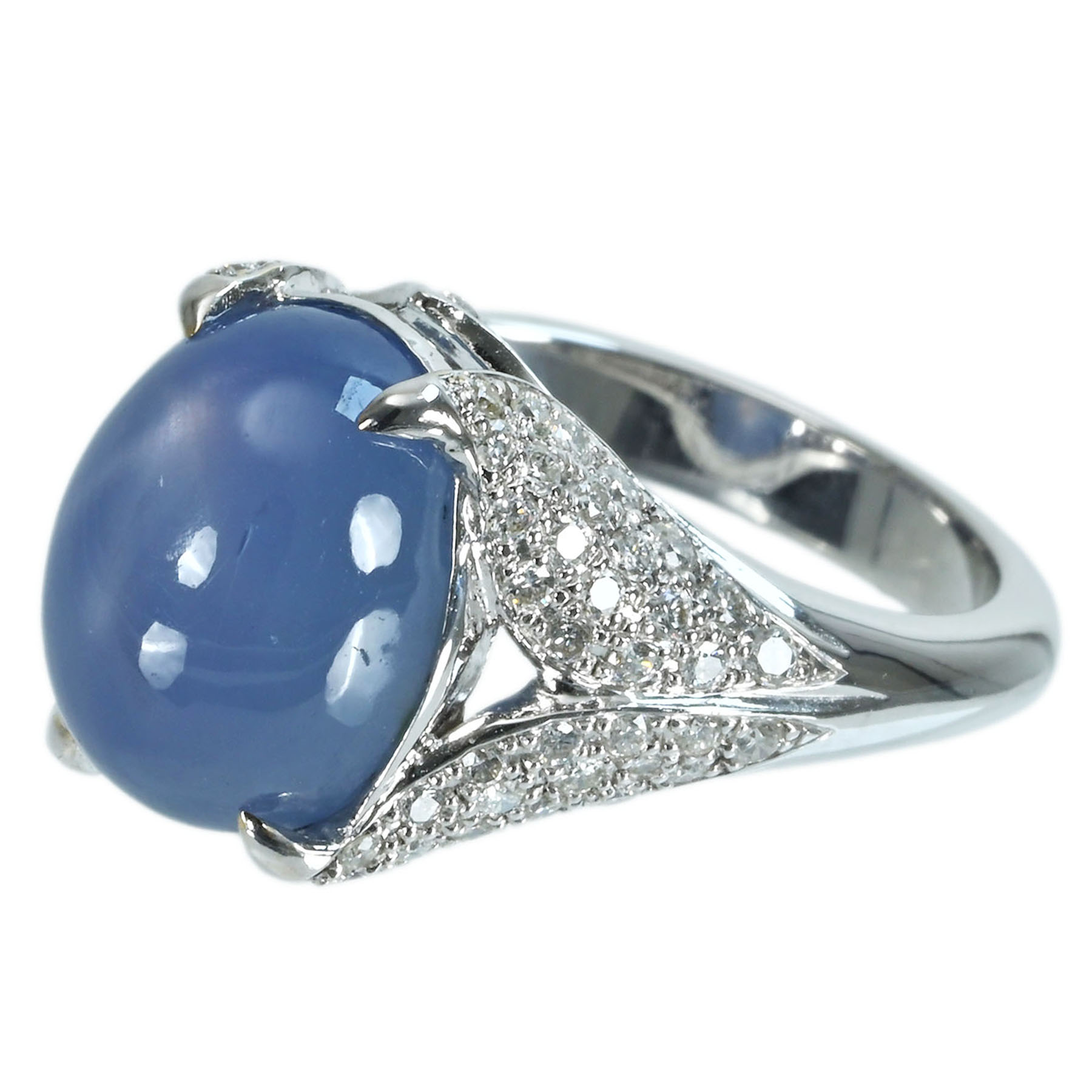 スターサファイアリング K18WG SS14.00ct D0.89ct - 画像 (3)