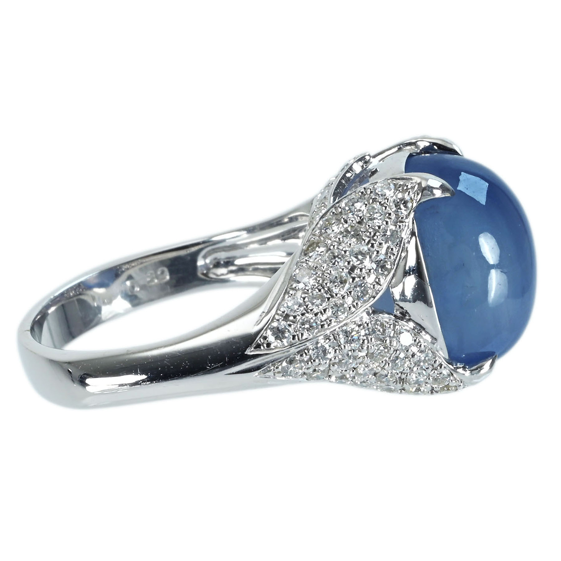 スターサファイアリング K18WG SS14.00ct D0.89ct - 画像 (4)