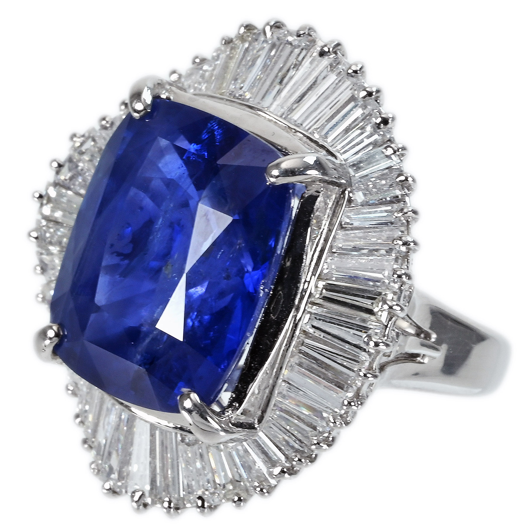スリランカ産サファイアリング PT900 S13.81ct D2.89ct - 画像 (3)