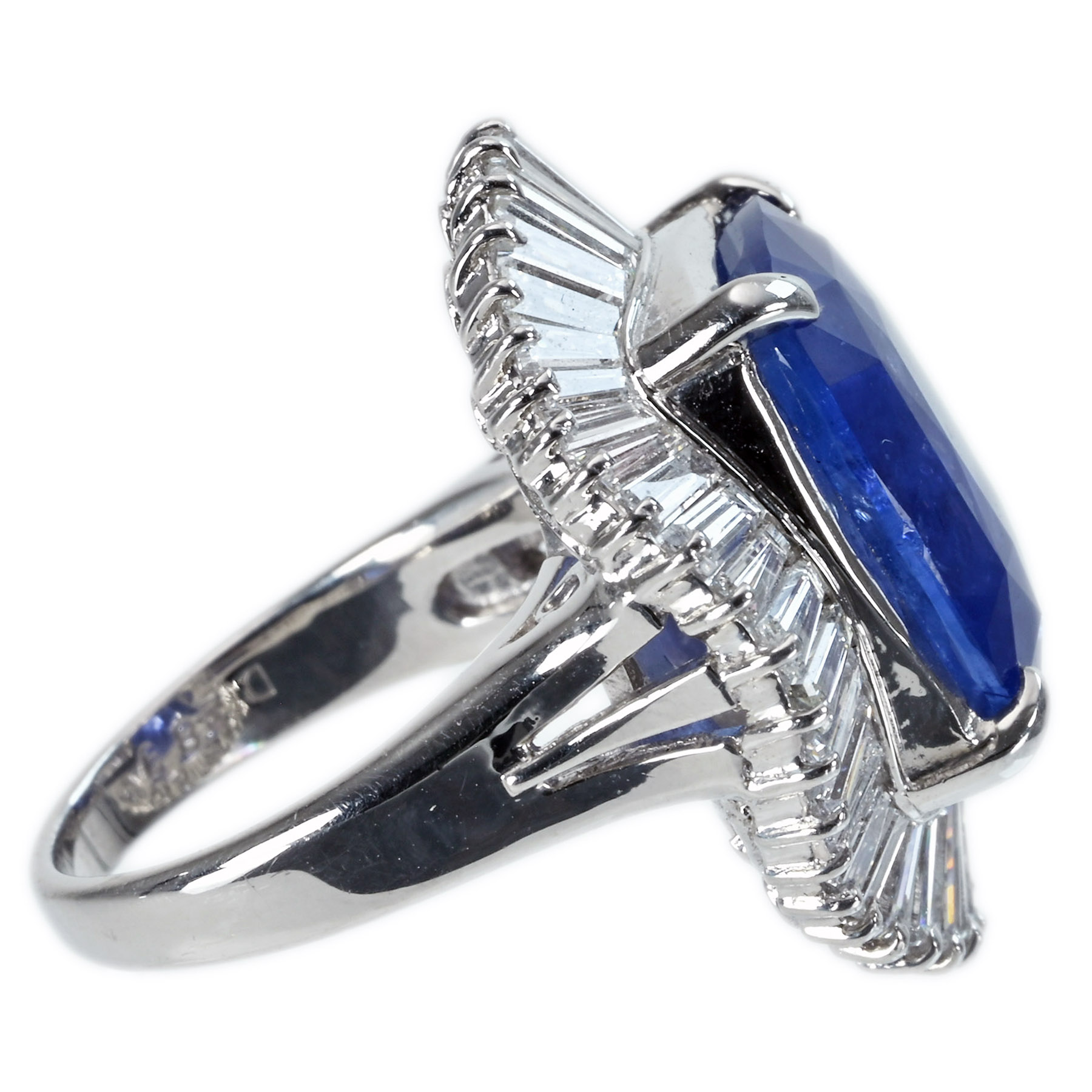 スリランカ産サファイアリング PT900 S13.81ct D2.89ct - 画像 (4)