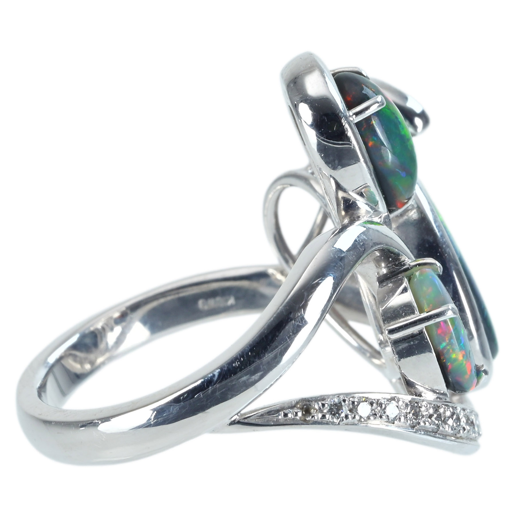 ブラックオパールリング K18WG BOP1.67ct BOP0.77ct BOP0.50ct D0.20ct - 画像 (4)