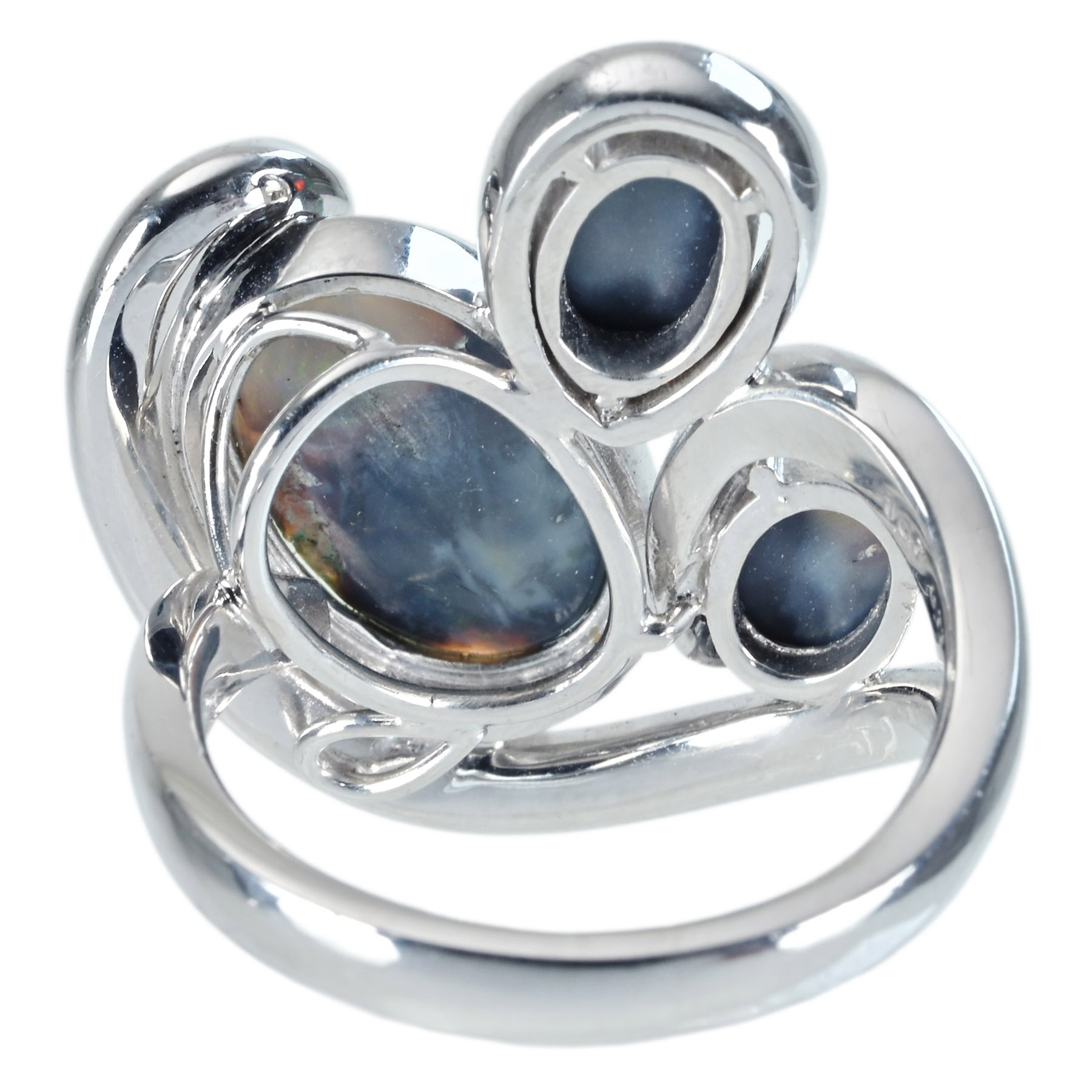 ブラックオパールリング K18WG BOP1.67ct BOP0.77ct BOP0.50ct D0.20ct - 画像 (5)