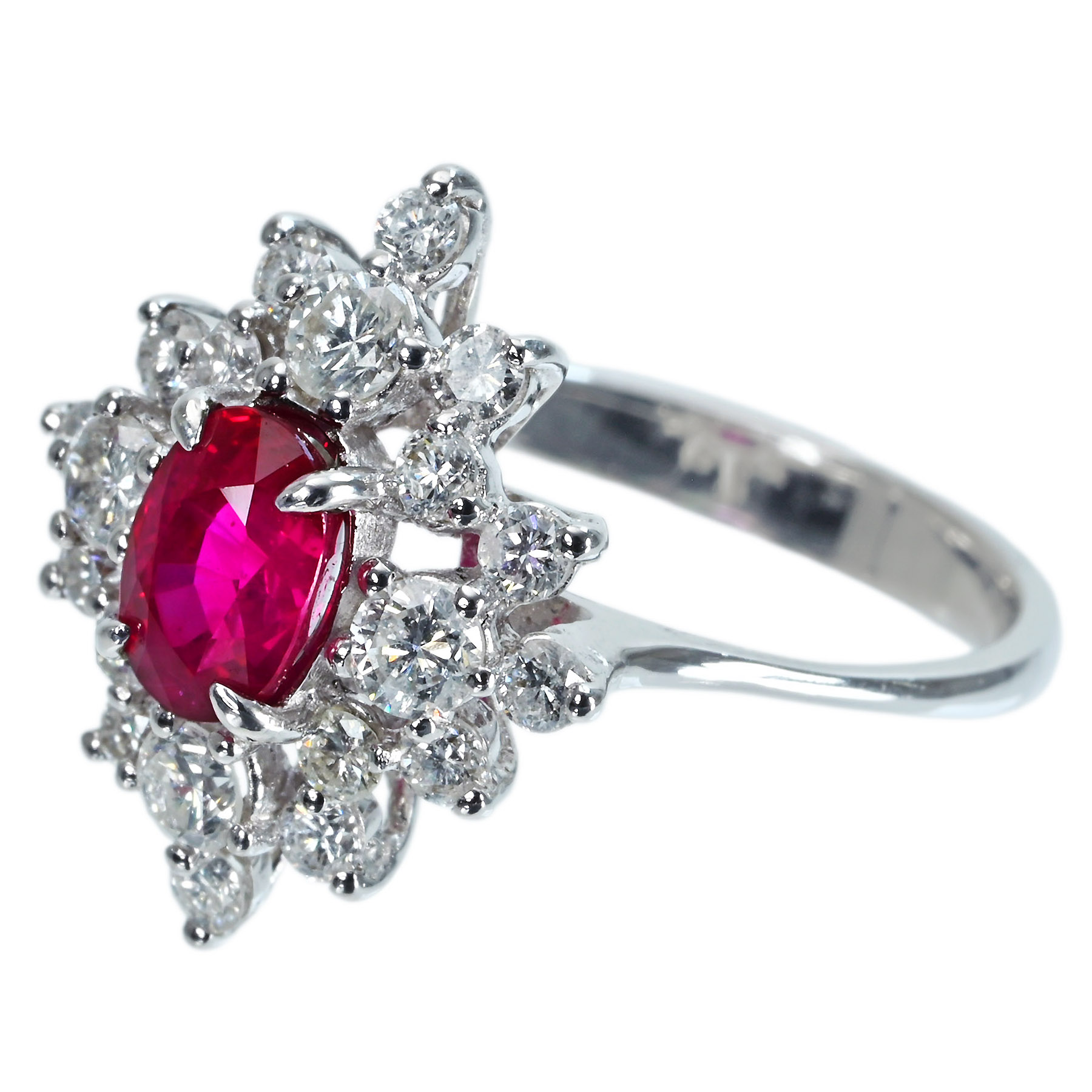 ミャンマー産ルビーリング K18WG R1.18ct D0.96ct - 画像 (3)