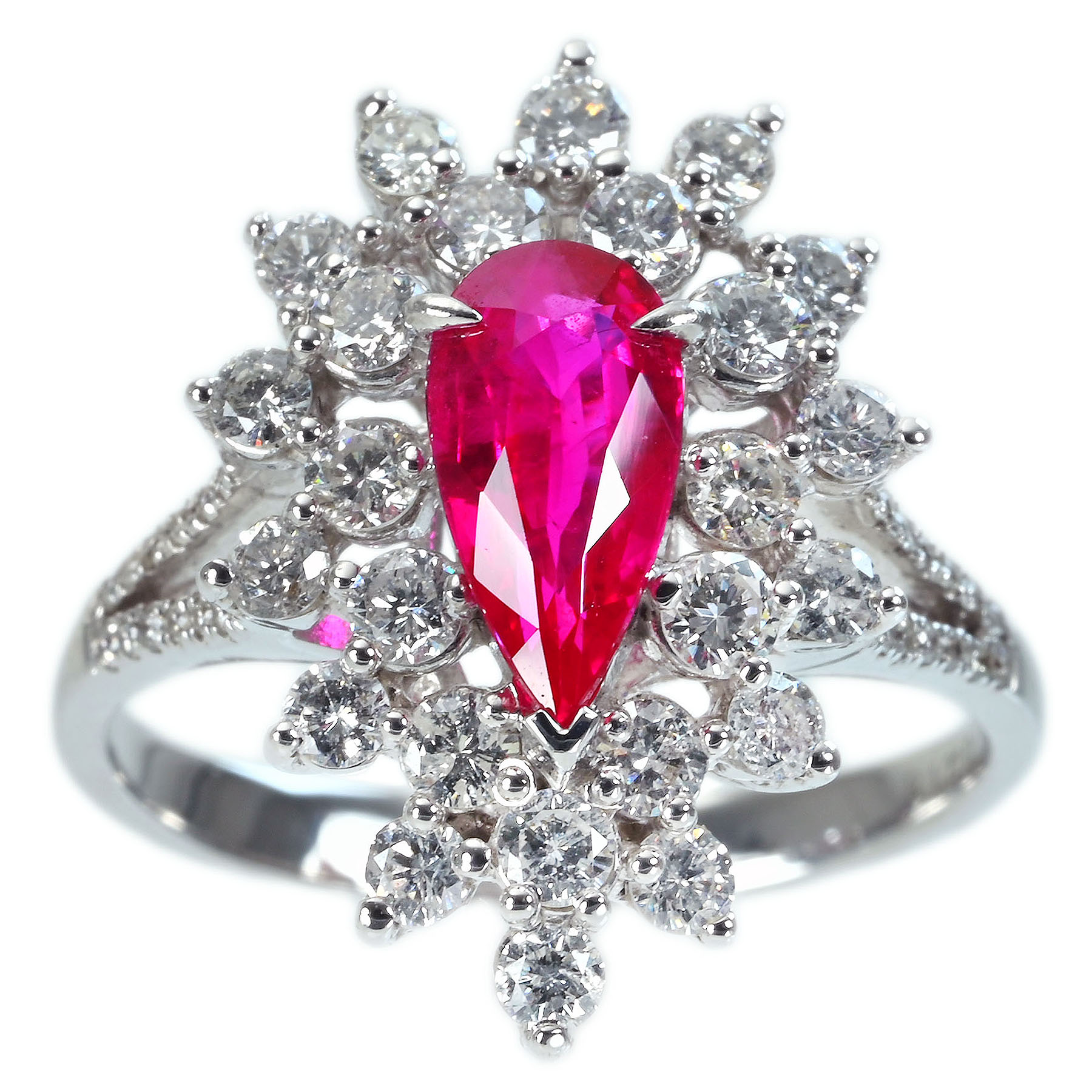 ミャンマー産ルビーリング K18WG R1.22ct D1.10ct - 画像 (2)