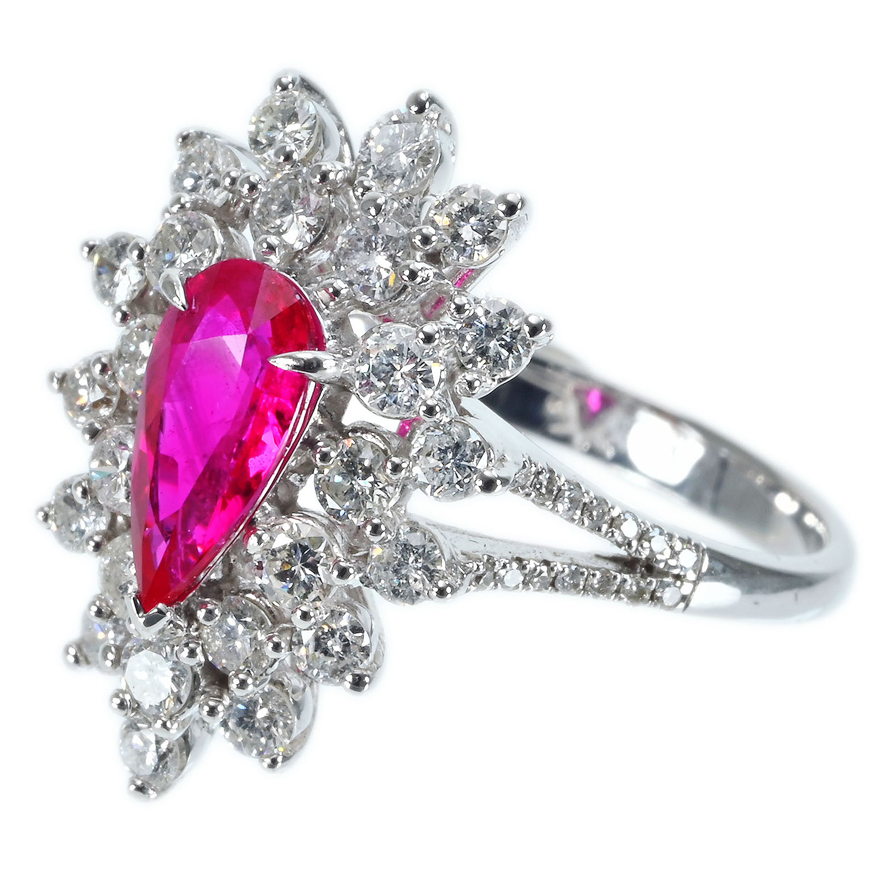 ミャンマー産ルビーリング K18WG R1.22ct D1.10ct - 画像 (3)