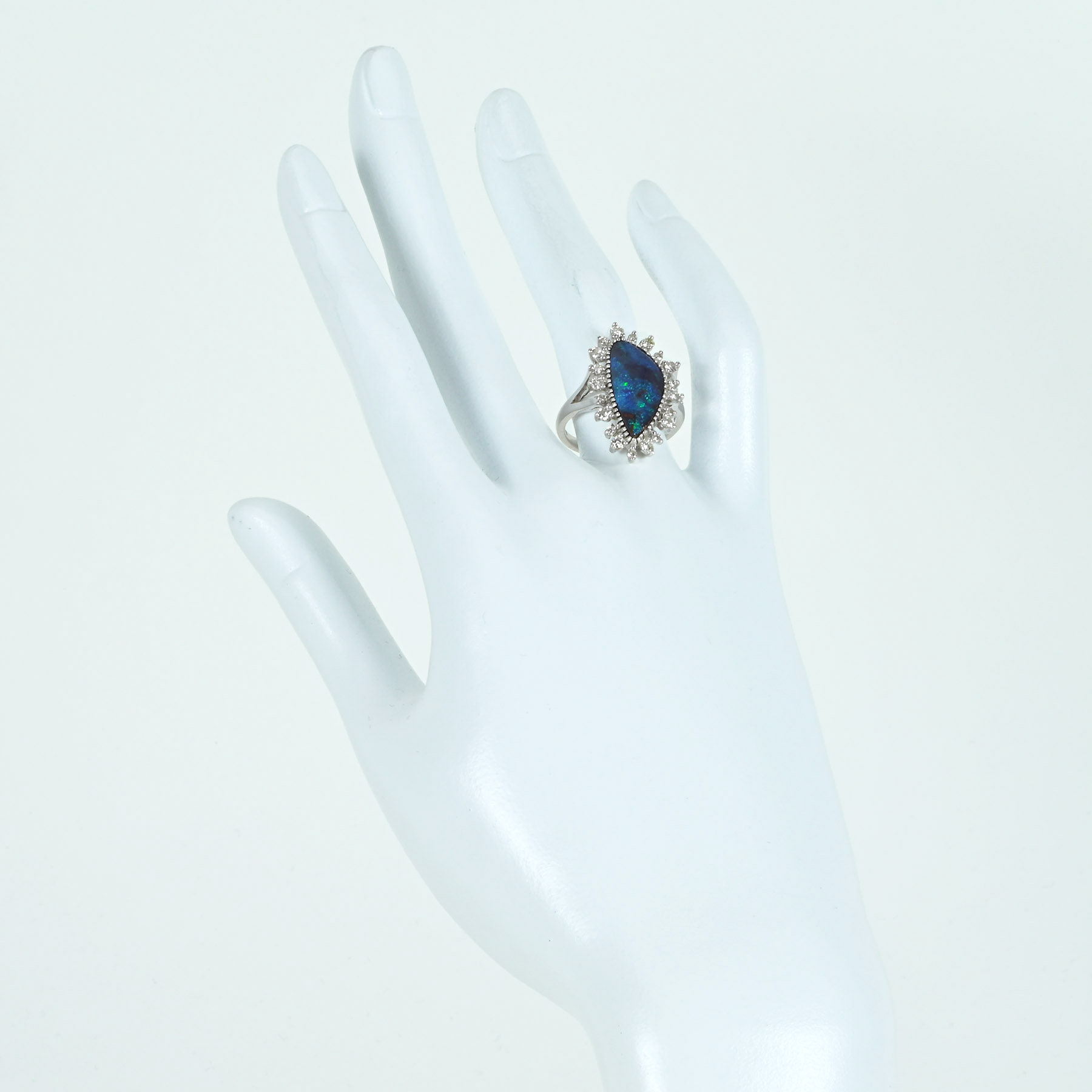 ボルダーオパールリング K18WG OPB4.09ct D0.51ct - 画像 (6)