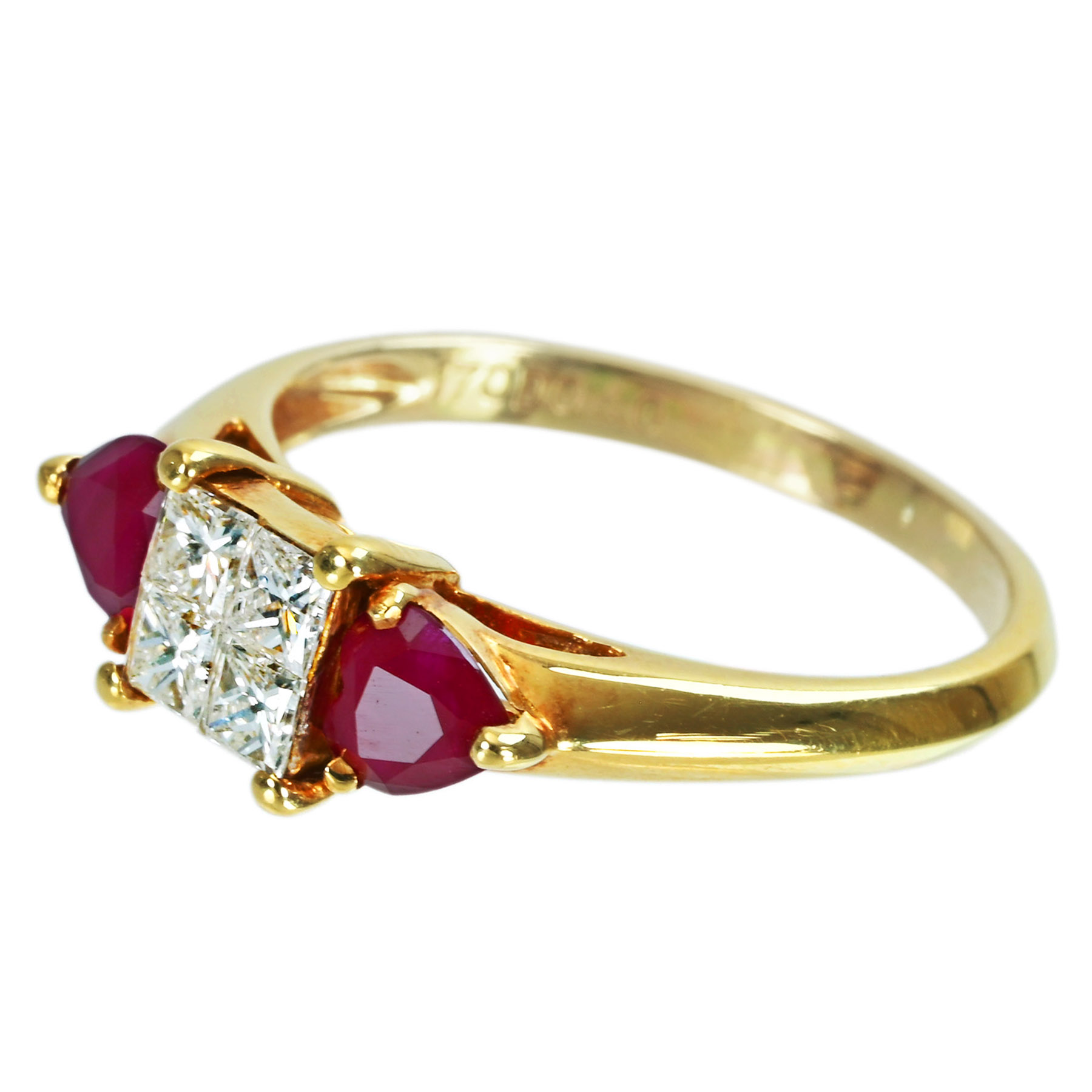 ダイヤモンド&ルビーリング K18YG D0.40ct 3.1g #12.5 - 画像 (3)