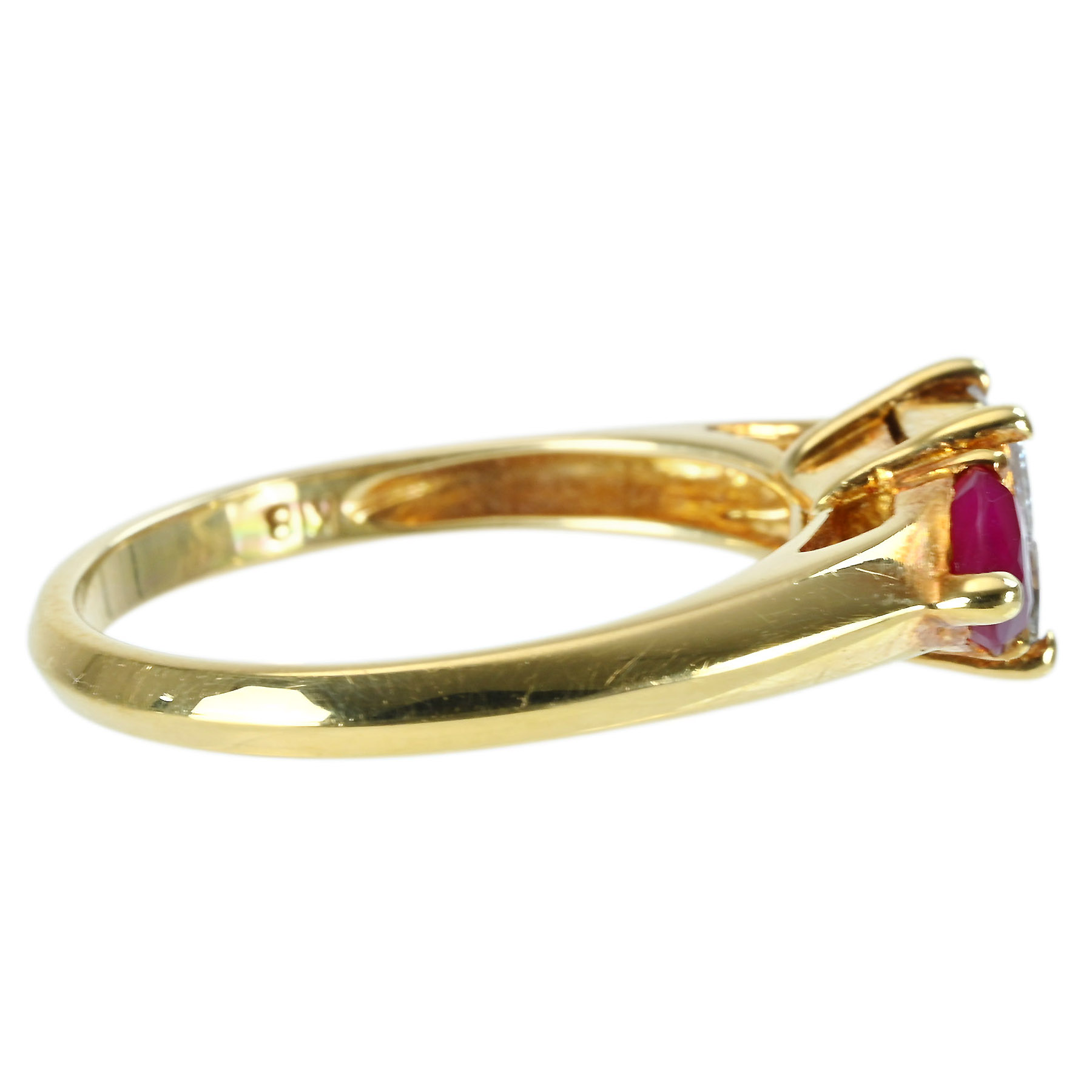 ダイヤモンド&ルビーリング K18YG D0.40ct 3.1g #12.5 - 画像 (4)