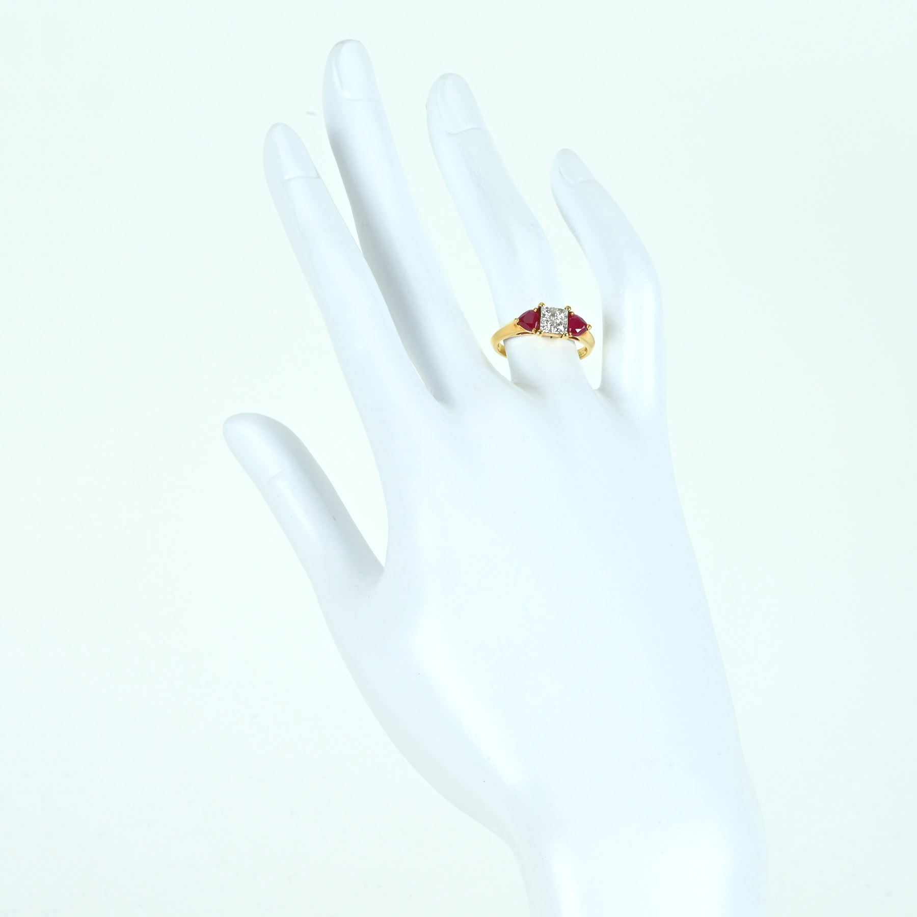 ダイヤモンド&ルビーリング K18YG D0.40ct 3.1g #12.5 - 画像 (6)