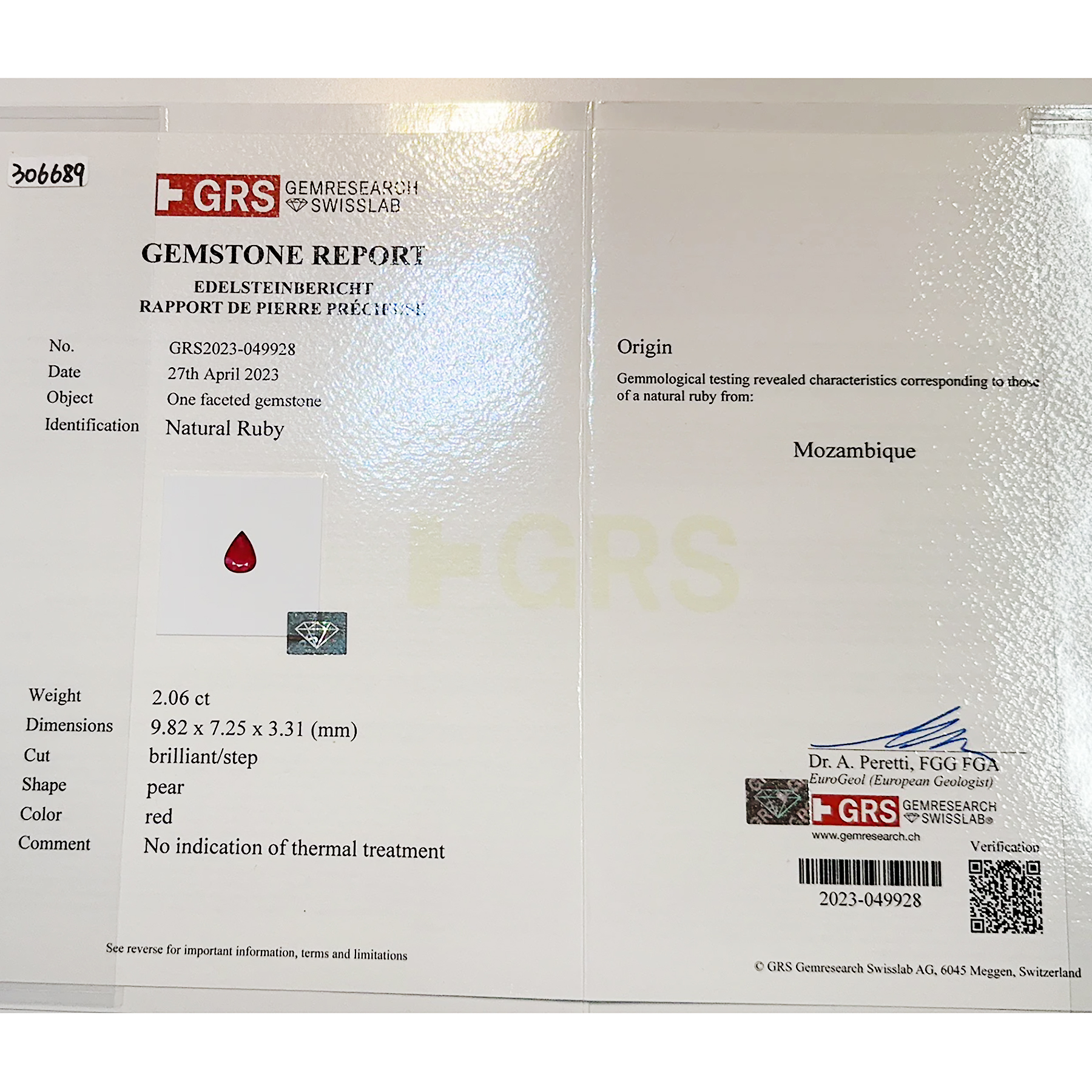 モザンビーク産ルビーリング K18WG R2.06ct D0.59ct - 画像 (7)