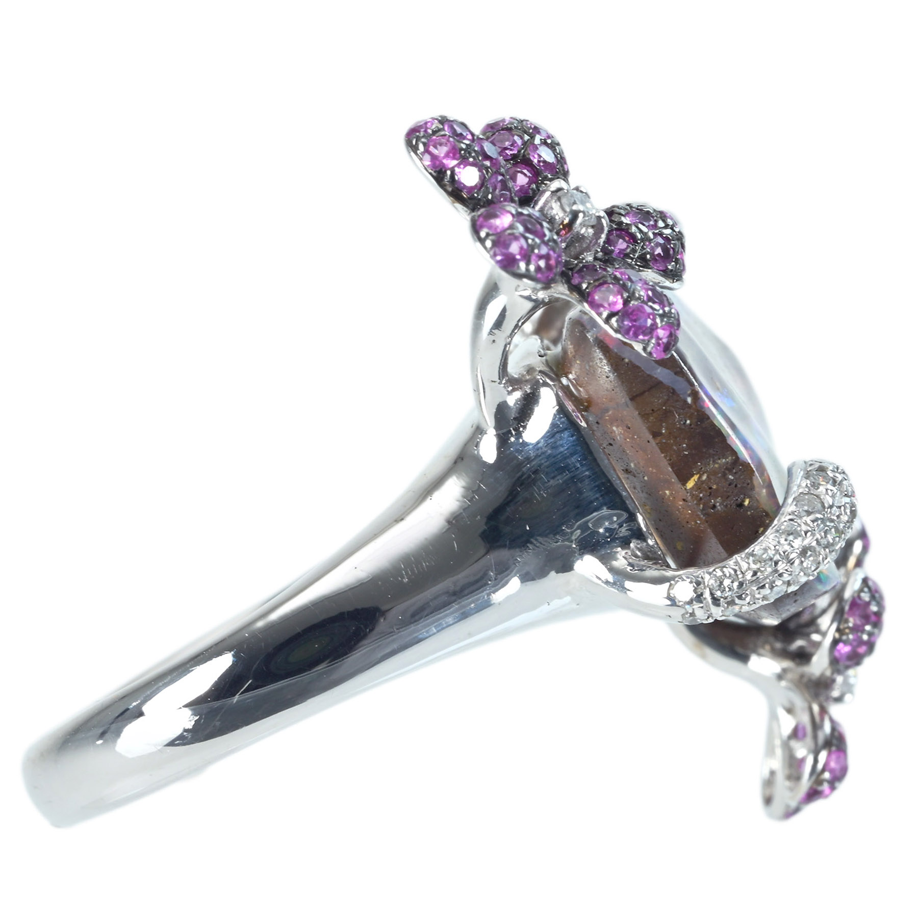 ボルダーオパール&ピンクサファイアリング K18WG OPB13.42ct S-PK0.86ct D0.27ct - 画像 (4)