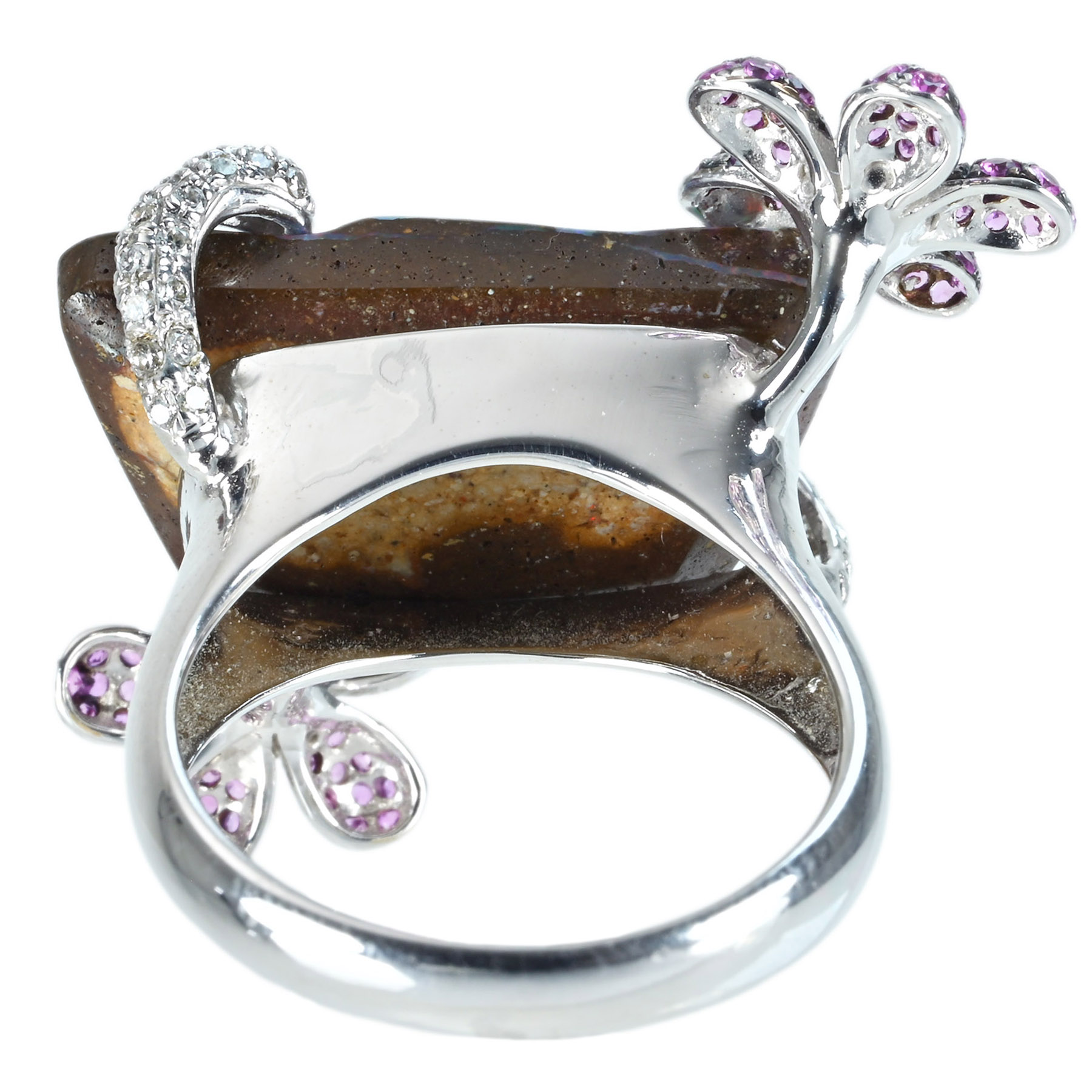 ボルダーオパール&ピンクサファイアリング K18WG OPB13.42ct S-PK0.86ct D0.27ct - 画像 (5)