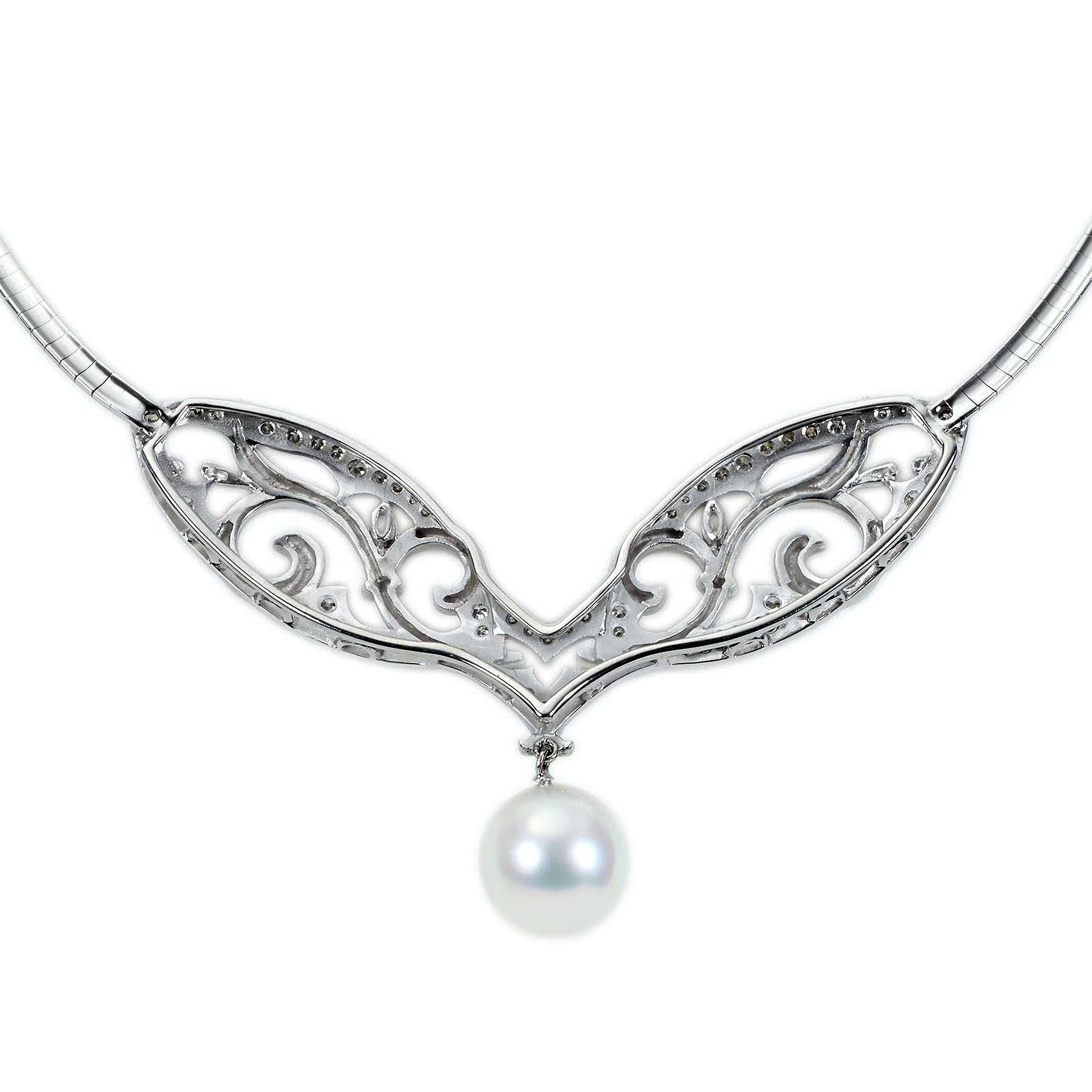 南洋白蝶パールネックレス K18WG P12.5mm D1.26ct - 画像 (3)