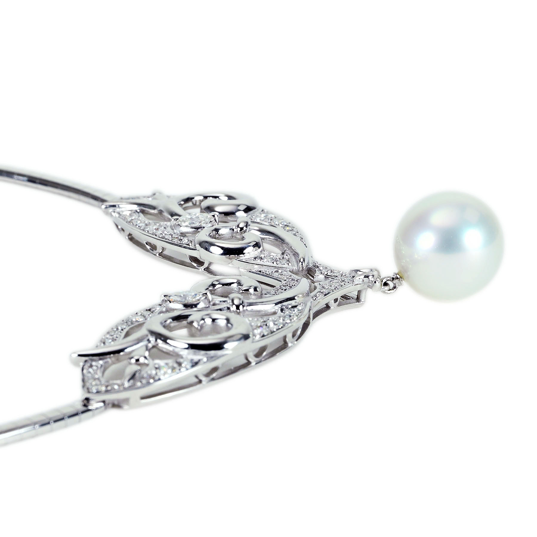 南洋白蝶パールネックレス K18WG P12.5mm D1.26ct - 画像 (4)